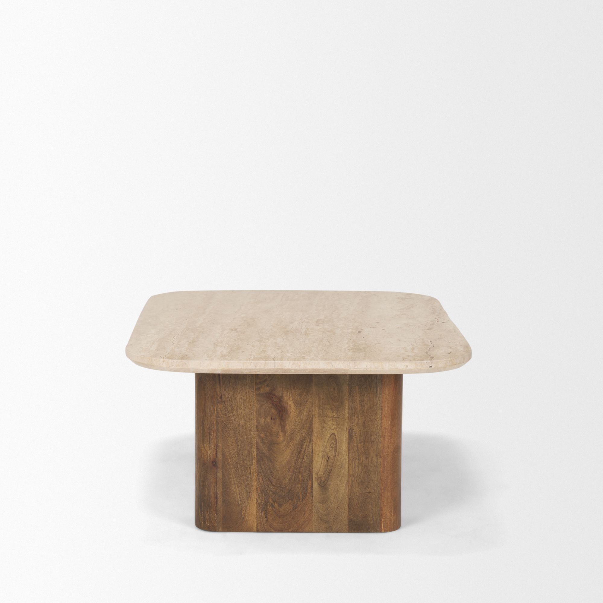 Mercana - Symona Travertine and Mango Wood Rectangle Coffee Table