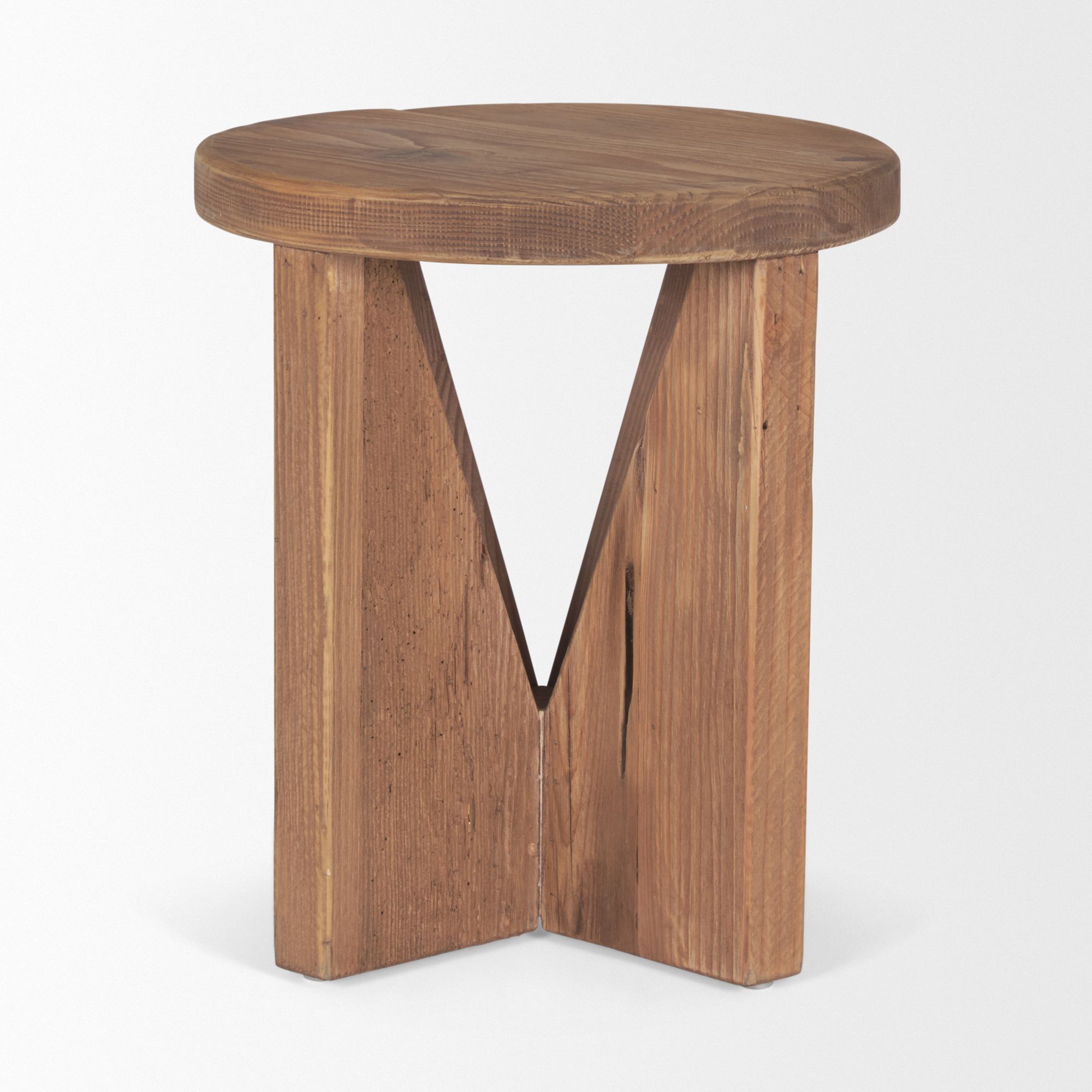 Mercana - Tahlia Round Natural Brown Wood with Angled Legs Stool