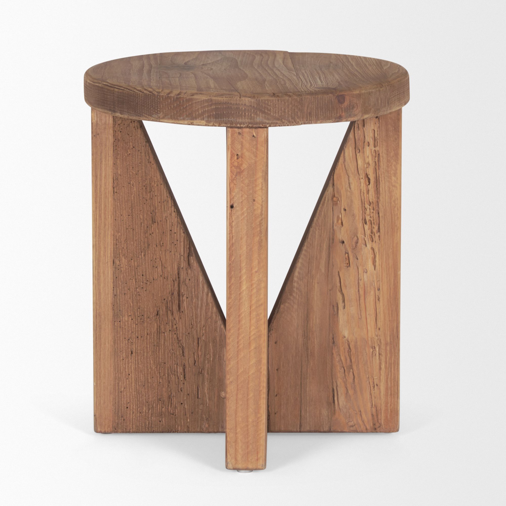 Mercana - Tahlia Round Natural Brown Wood with Angled Legs Stool