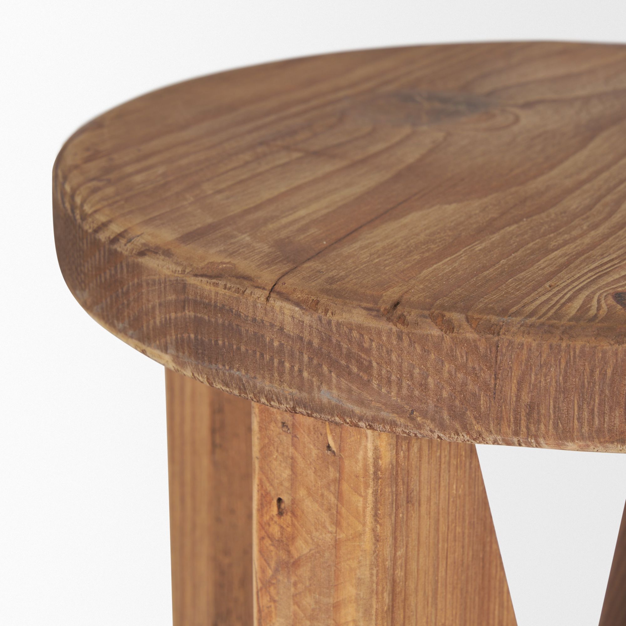 Mercana - Tahlia Round Natural Brown Wood with Angled Legs Stool