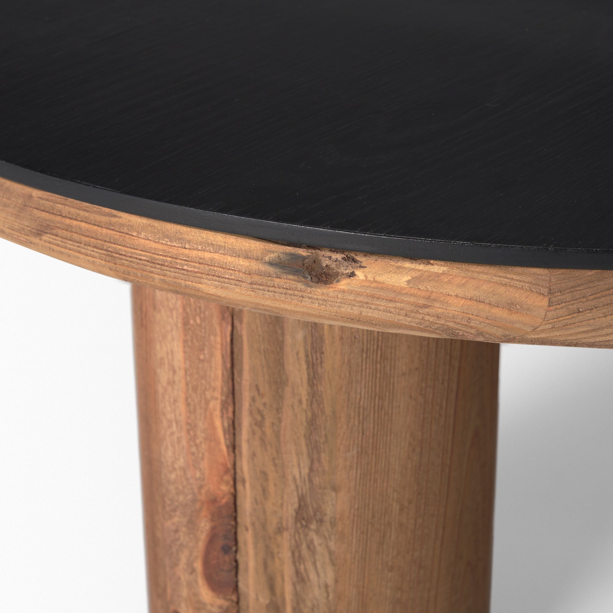 Mercana - Tucson Natural Wood with Round Black Oak Top Coffee Table