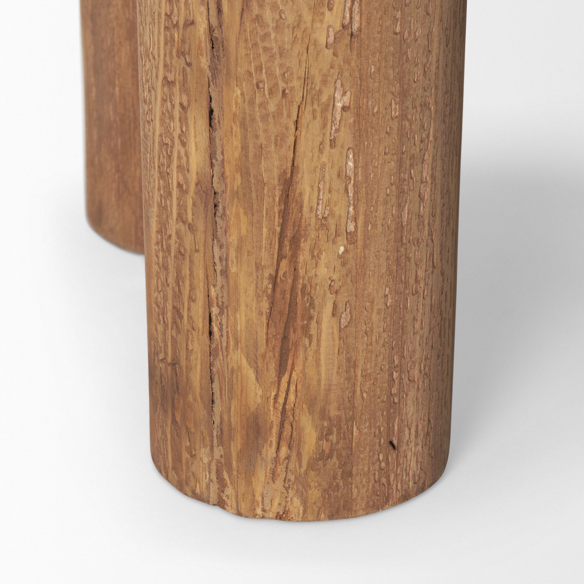 Mercana - Tucson Natural Wood with Round Black Oak Top Side Table