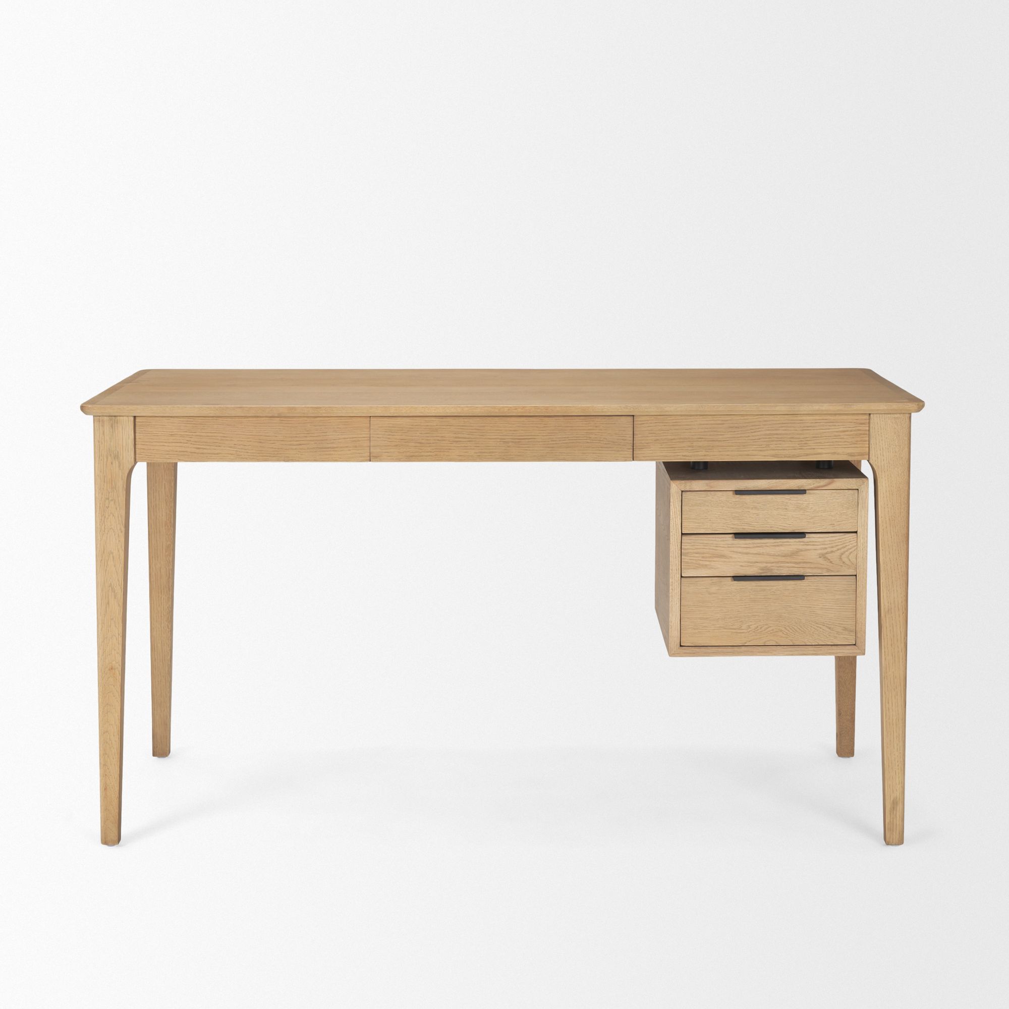 Mercana - Tino Light Brown Oak Wood with 4 Drawers Desk