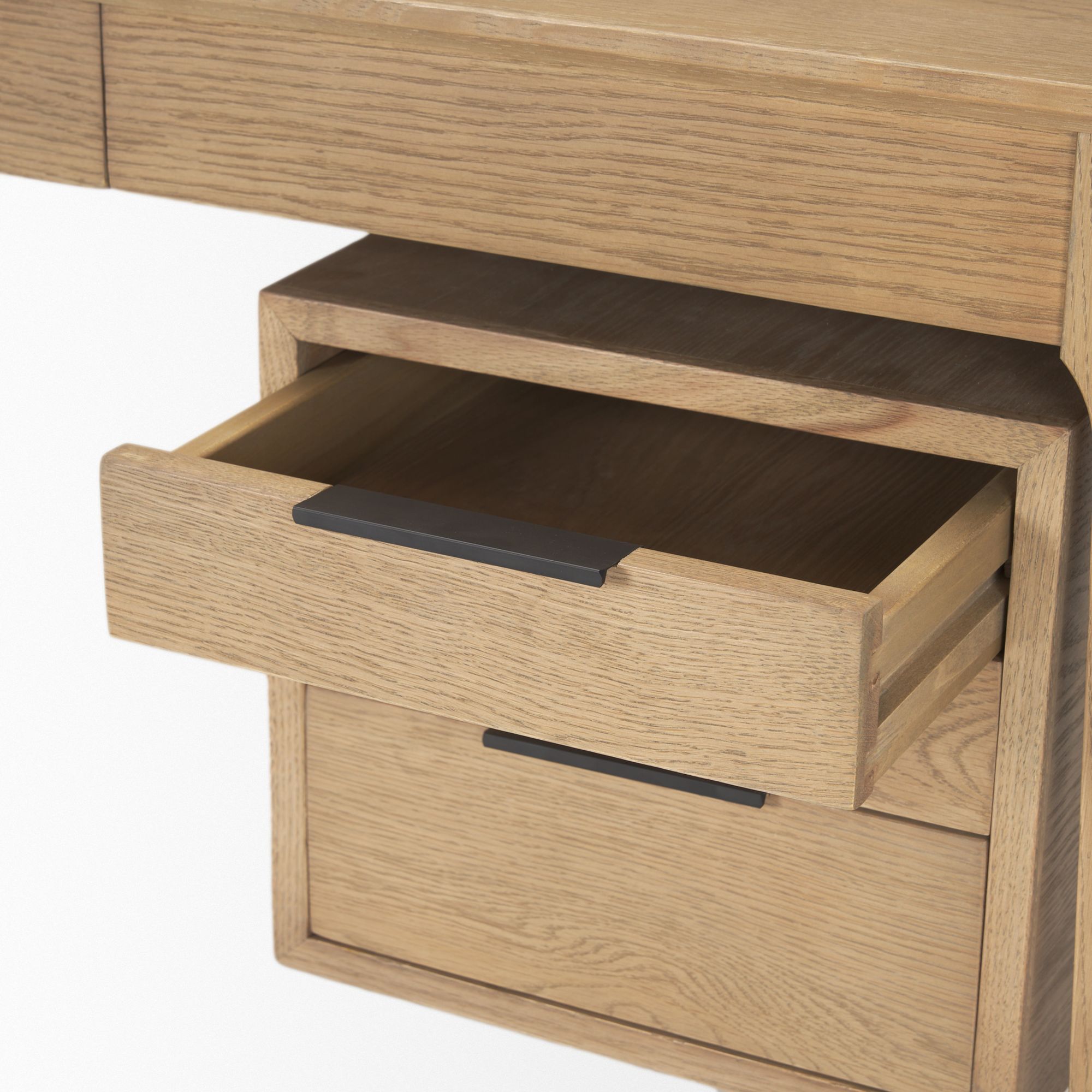 Mercana - Tino Light Brown Oak Wood with 4 Drawers Desk