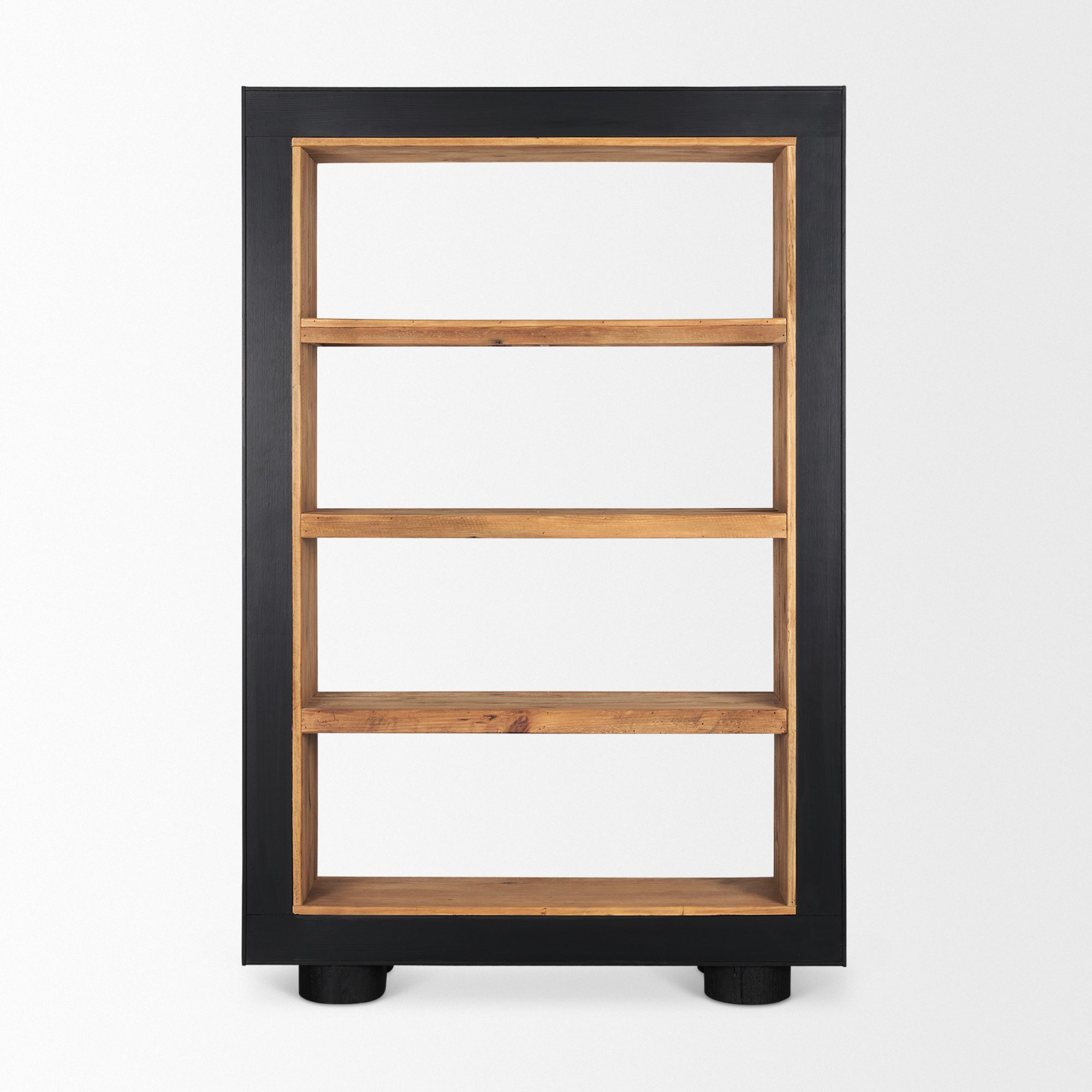 Mercana - Tabor Natural Wood with Black Oak Frame Bookcase