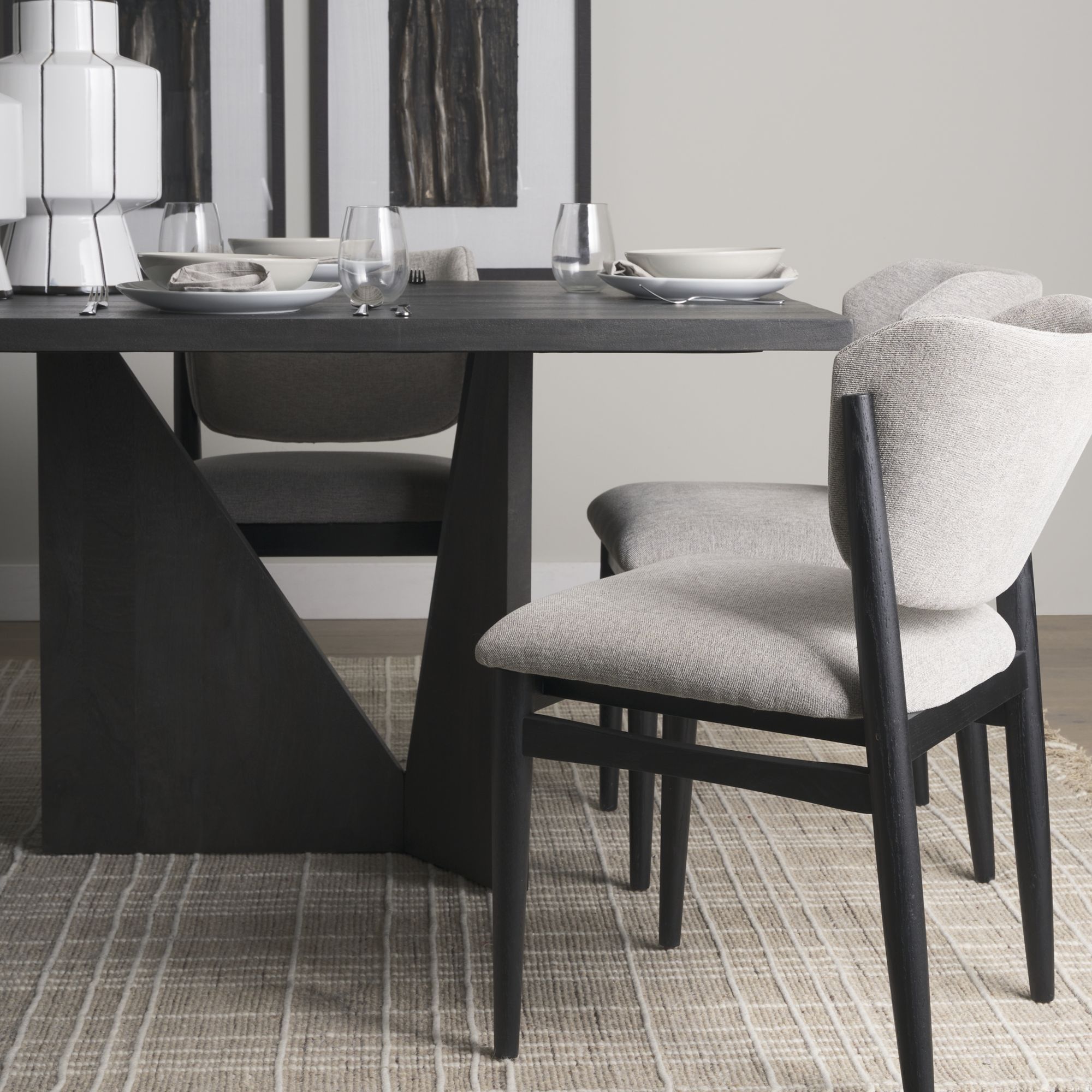 Mercana Tarro Rectangular Dining Table with Geometrical Base - Black