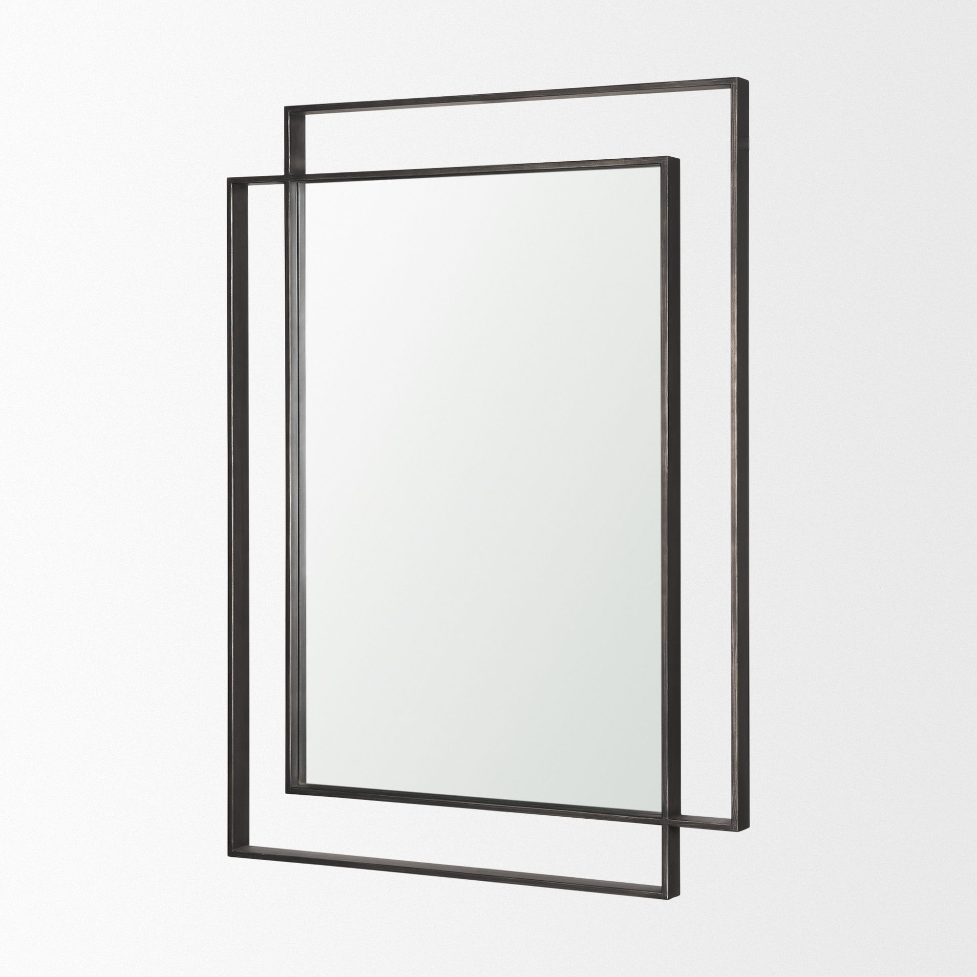 Mercana Tiva Rectangular Dual Metal Frame Mirror - Gunmetal