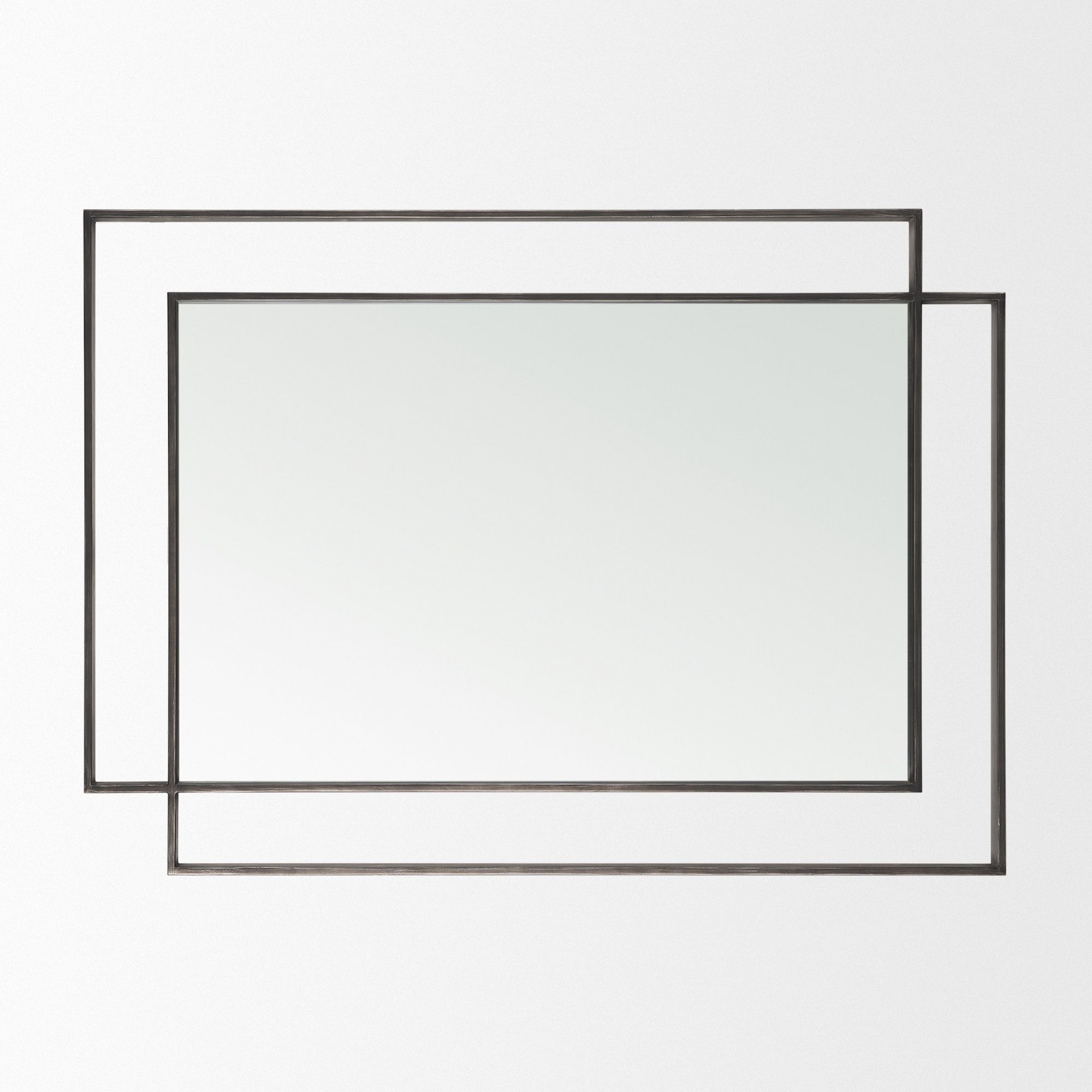 Mercana Tiva Rectangular Dual Metal Frame Mirror - Gunmetal