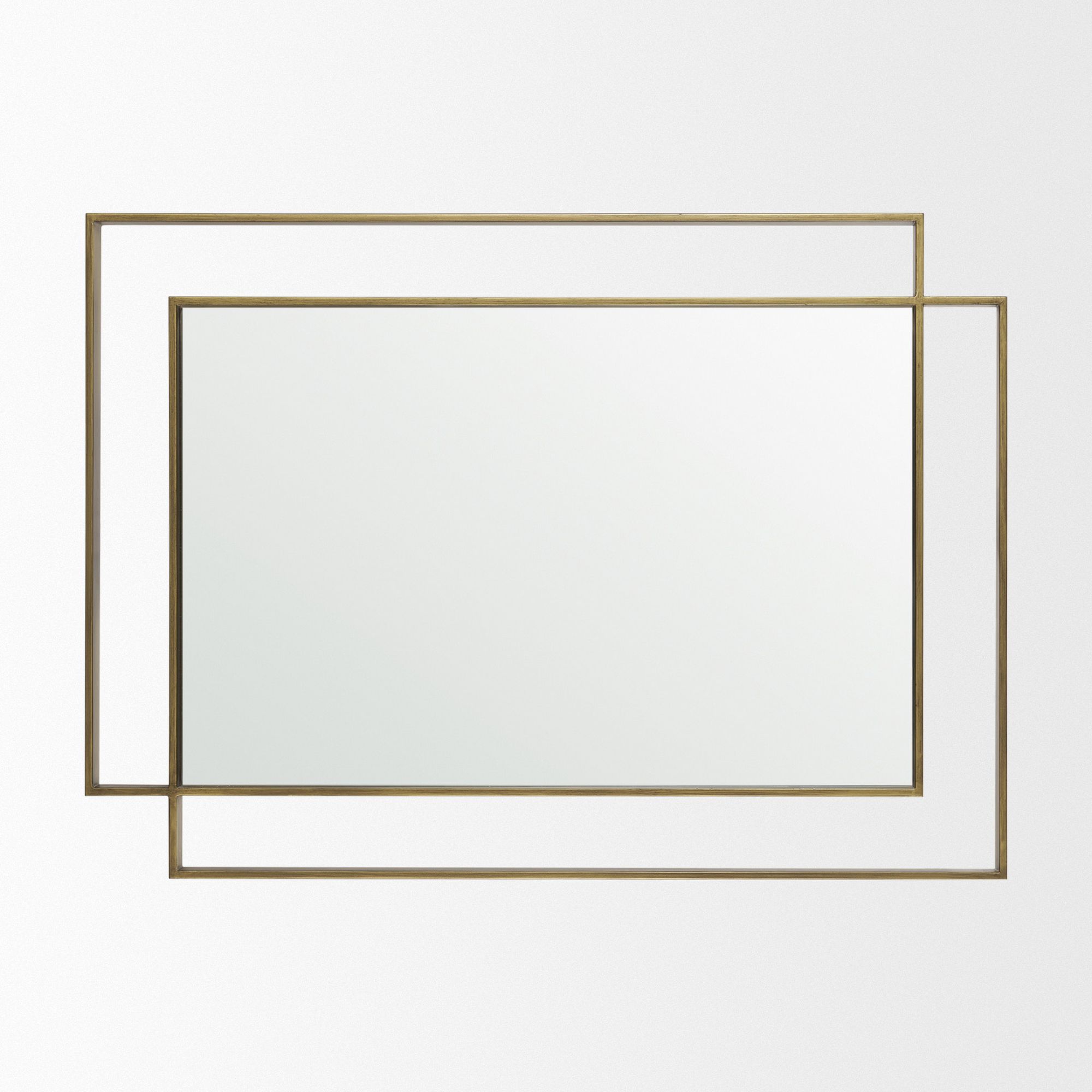 Mercana Tiva Rectangular Dual Metal Framed Mirror - Gold