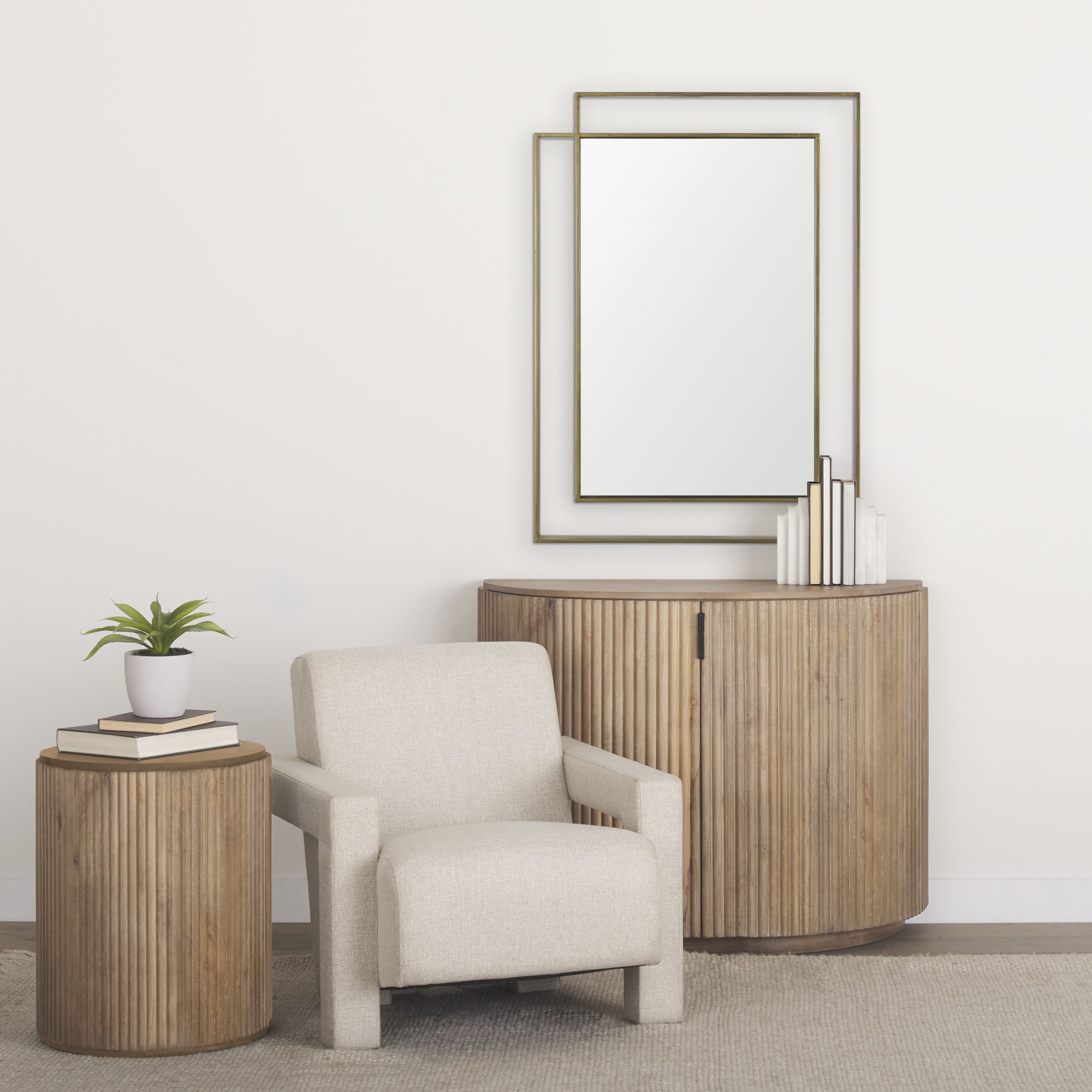 Mercana Tiva Rectangular Dual Metal Framed Mirror - Gold