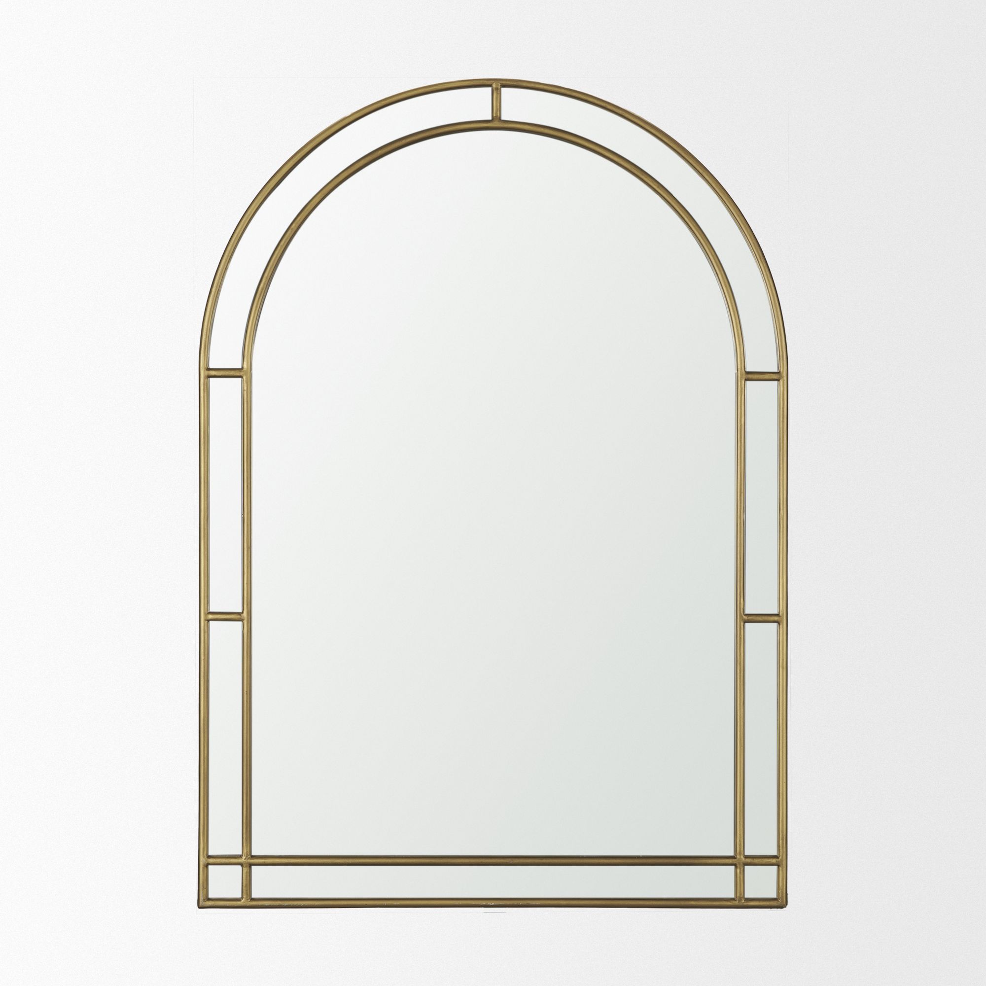 Mercana Tiffany Double Frame Metal Arched Mirror - Gold