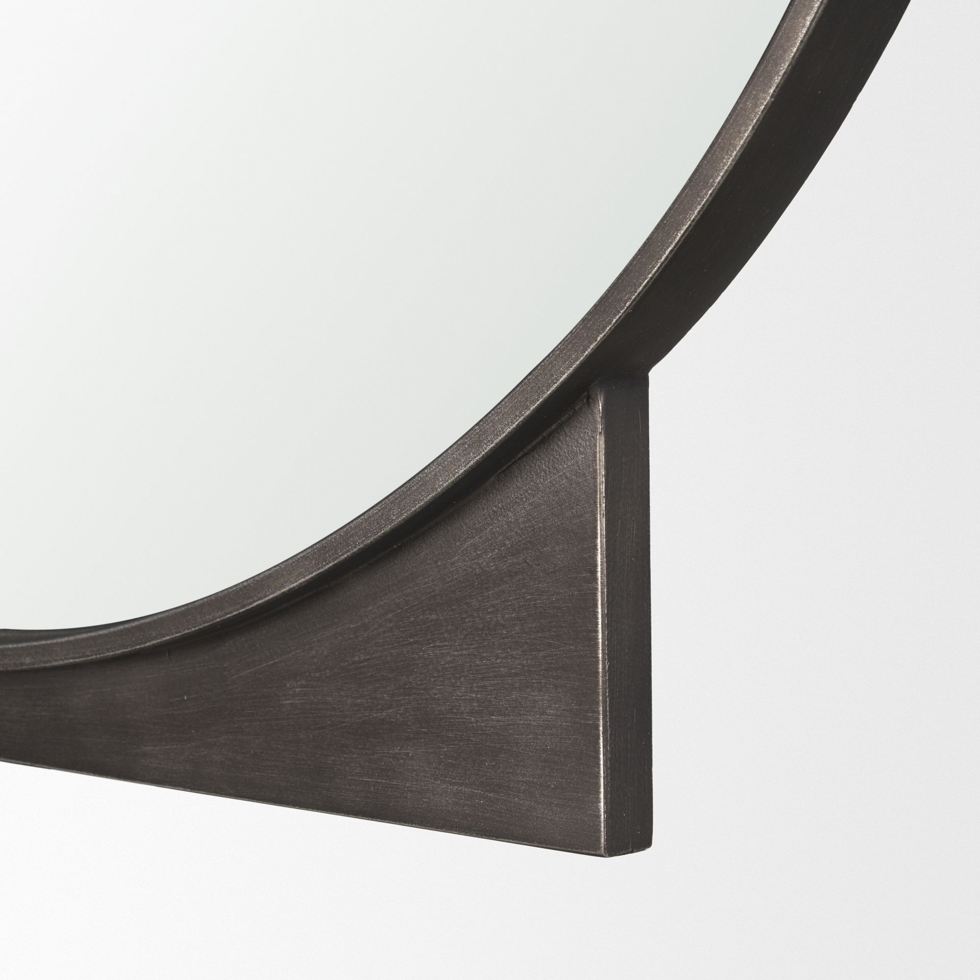 Mercana Tillie Round Wall Mirror with Textured Metal Frame - Gunmetal