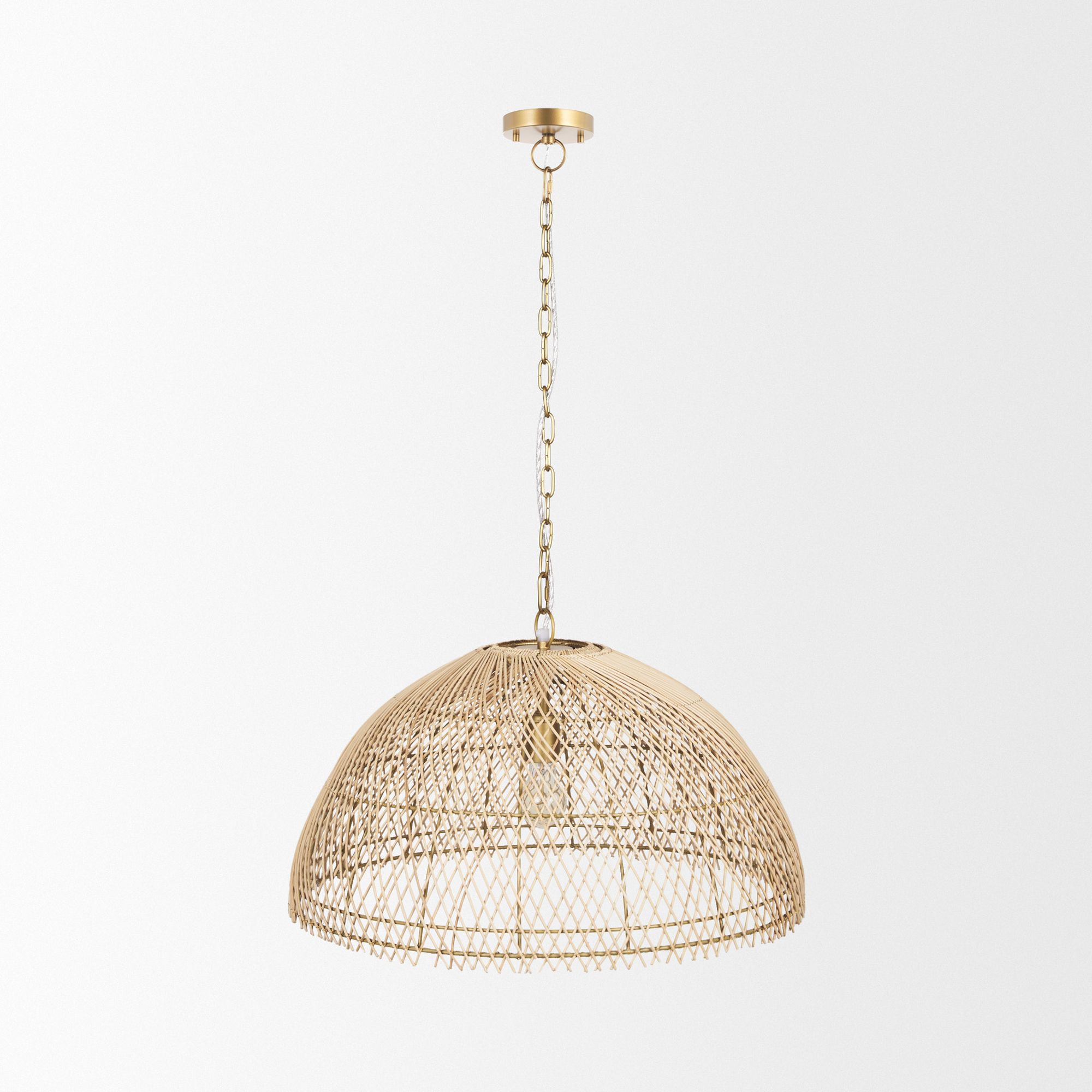 Mercana - Thad 1-Light Natural Woven Rattan Dome Pendant