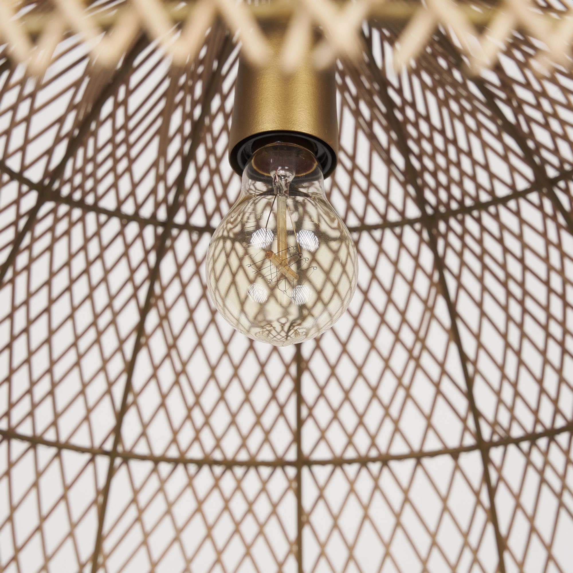 Mercana - Thad 1-Light Natural Woven Rattan Dome Pendant