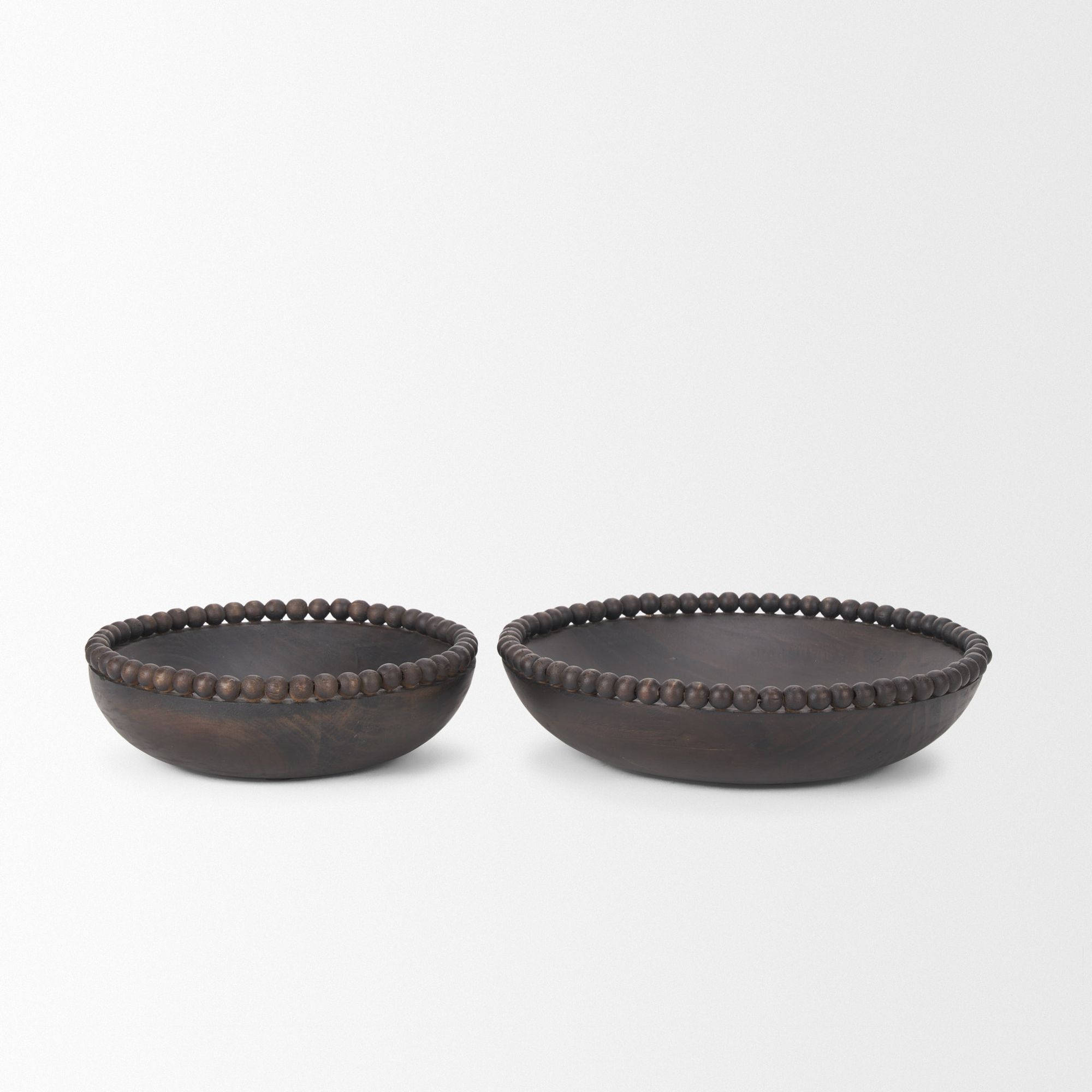 Mercana Wendell Round Bowls with Wood Beads - Dark Brown