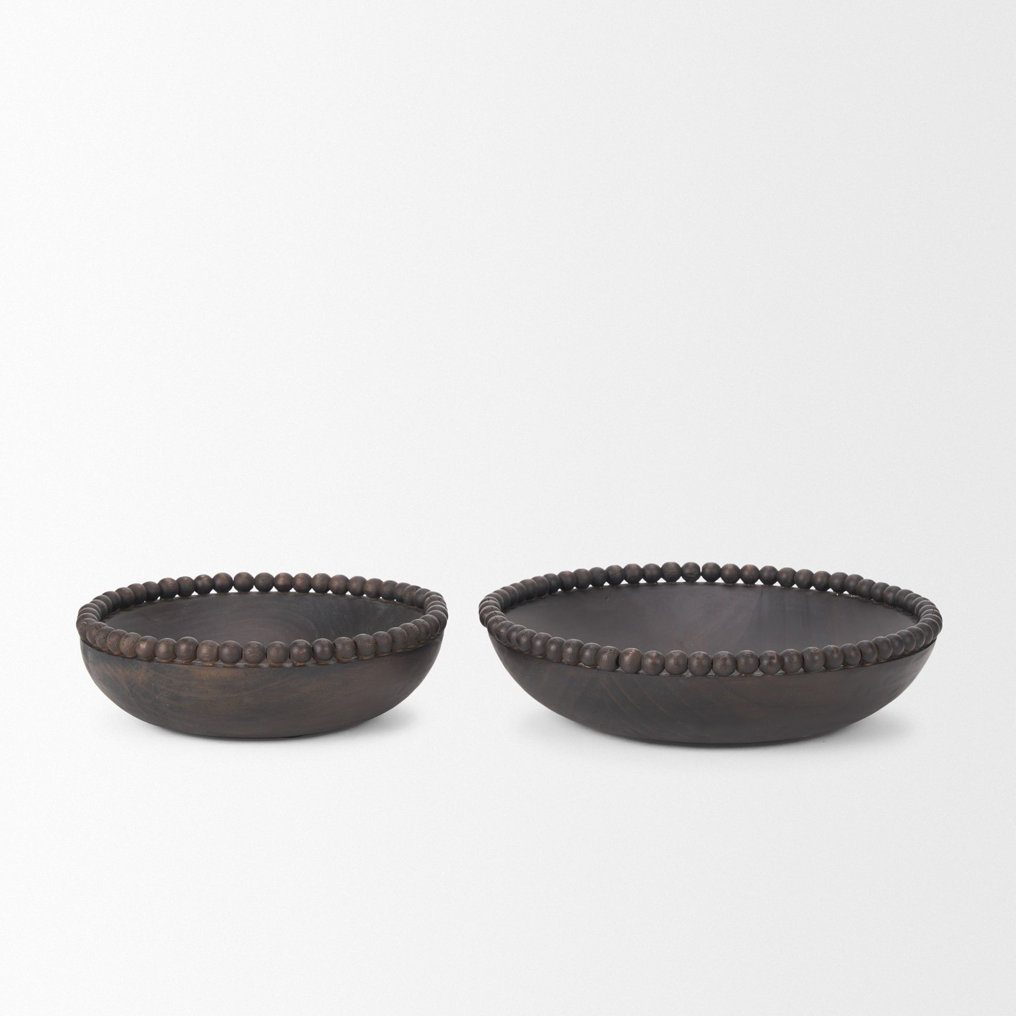 Mercana Wendell Round Bowls with Wood Beads - Dark Brown