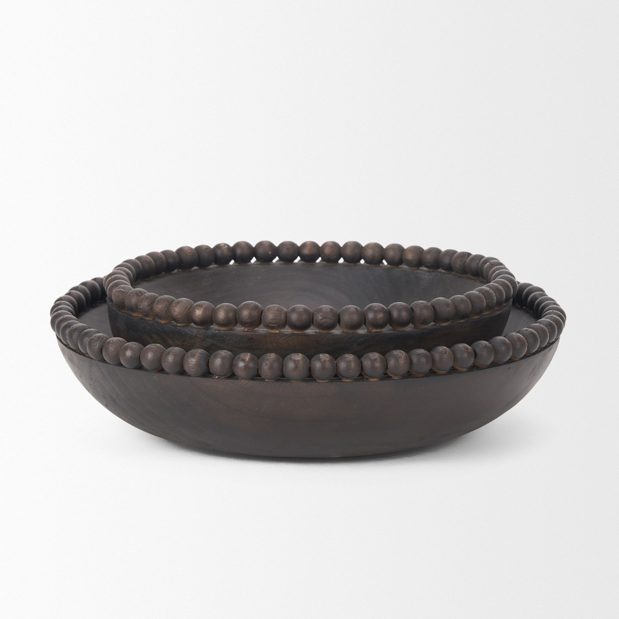 Mercana Wendell Round Bowls with Wood Beads - Dark Brown