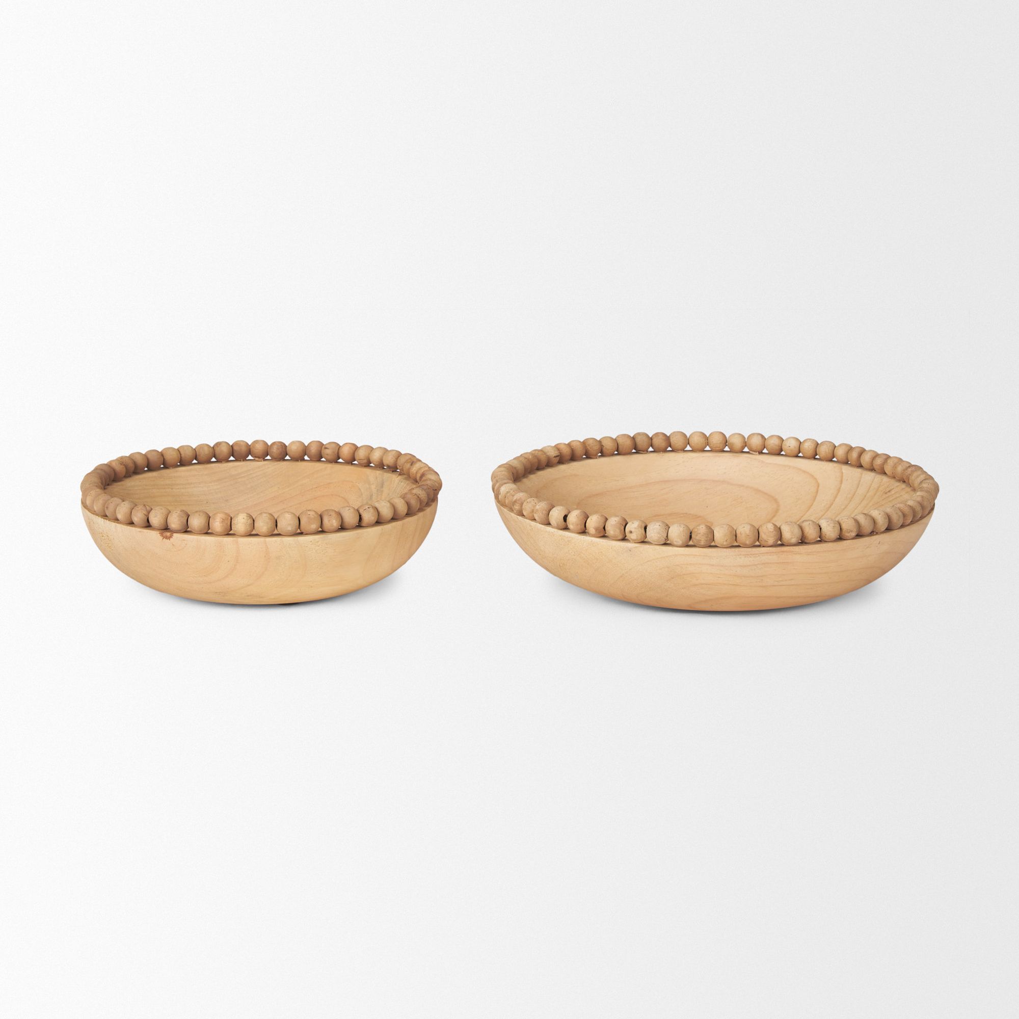 Mercana Wendell Round Bowls with Wood Beads - Light Brown