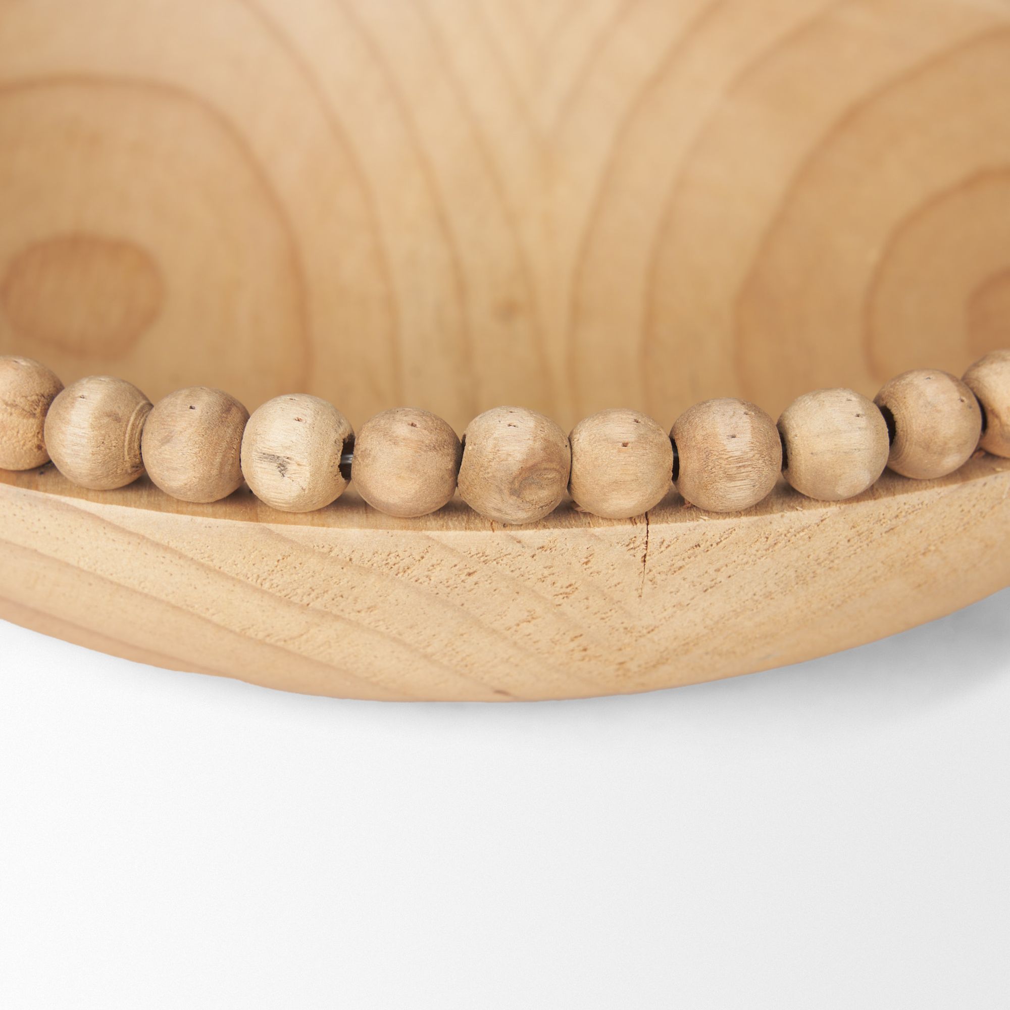 Mercana Wendell Round Bowls with Wood Beads - Light Brown