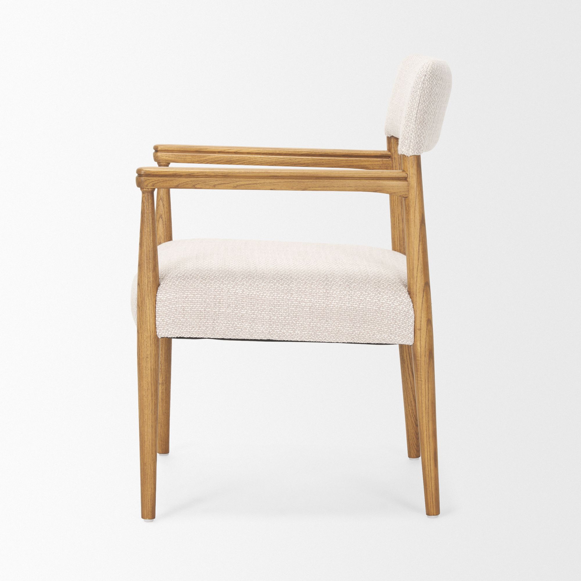 Mercana Toni Dining Chair with Cream Heathered Performance Fabric - Light Brown