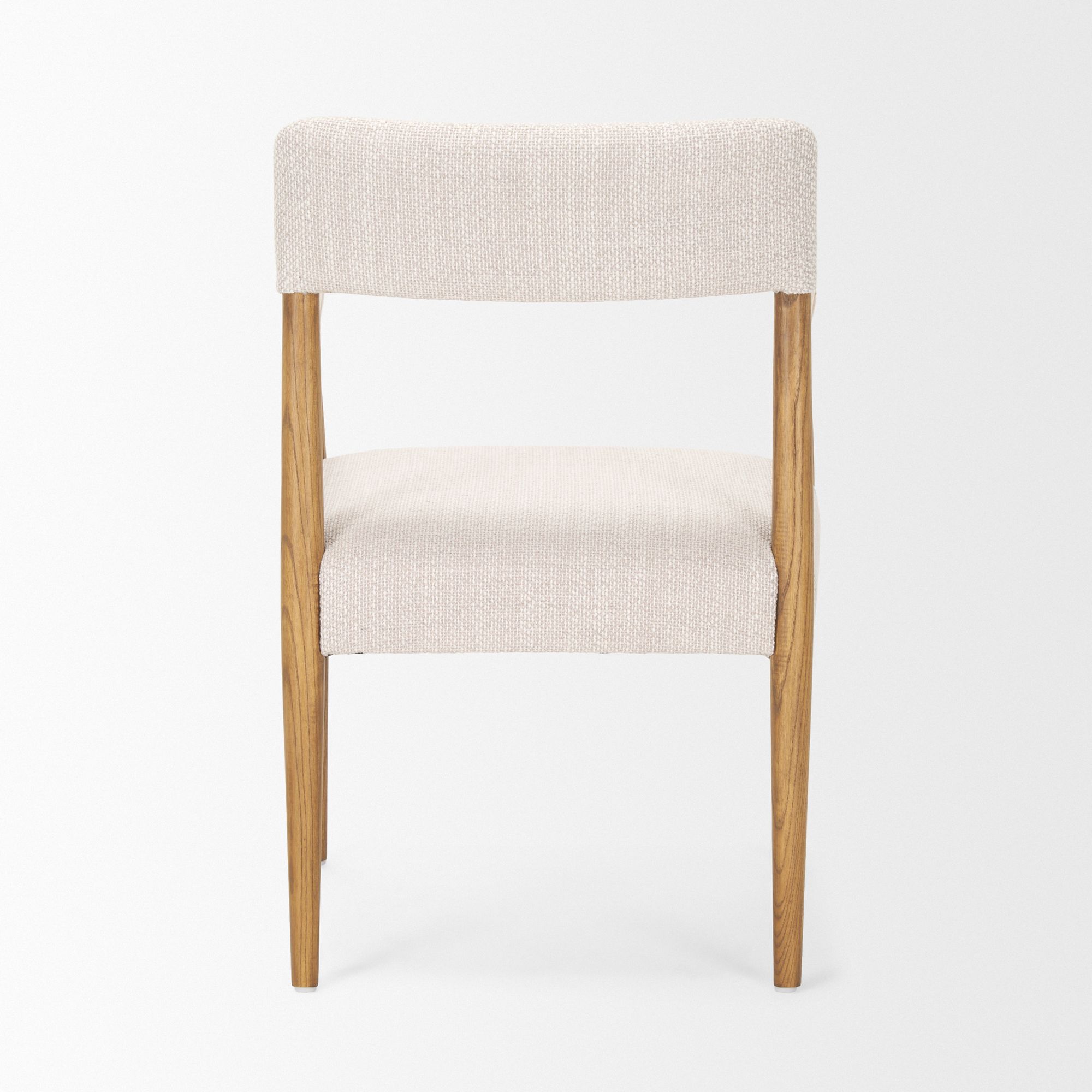 Mercana Toni Dining Chair with Cream Heathered Performance Fabric - Light Brown