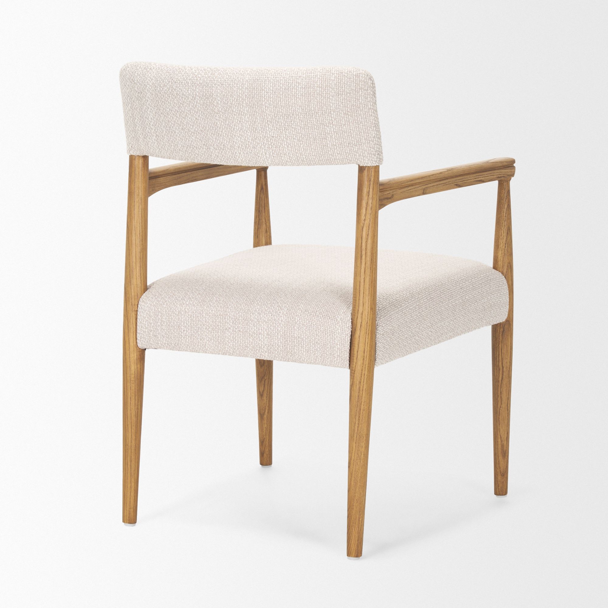 Mercana Toni Dining Chair with Cream Heathered Performance Fabric - Light Brown