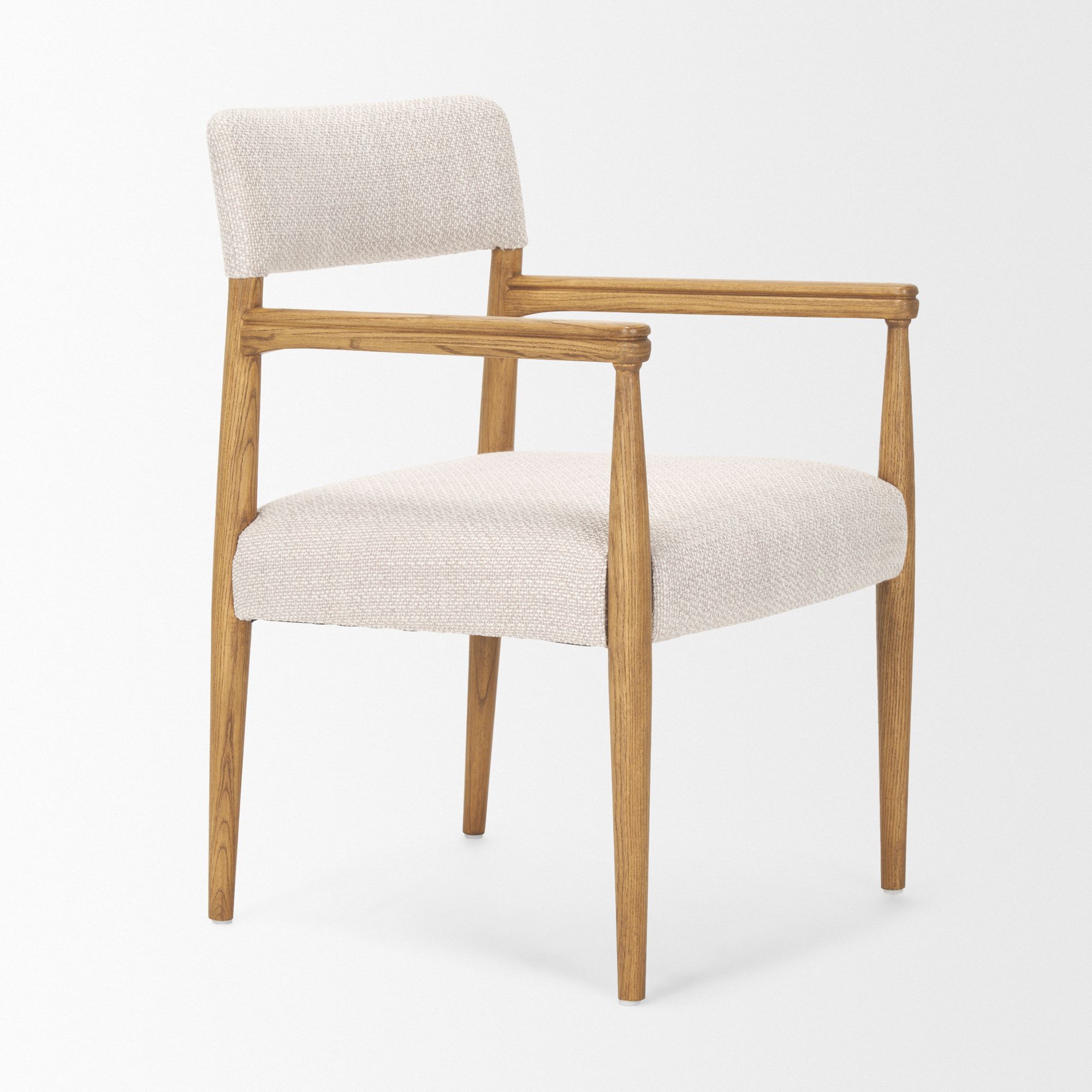 Mercana Toni Dining Chair with Cream Heathered Performance Fabric - Light Brown