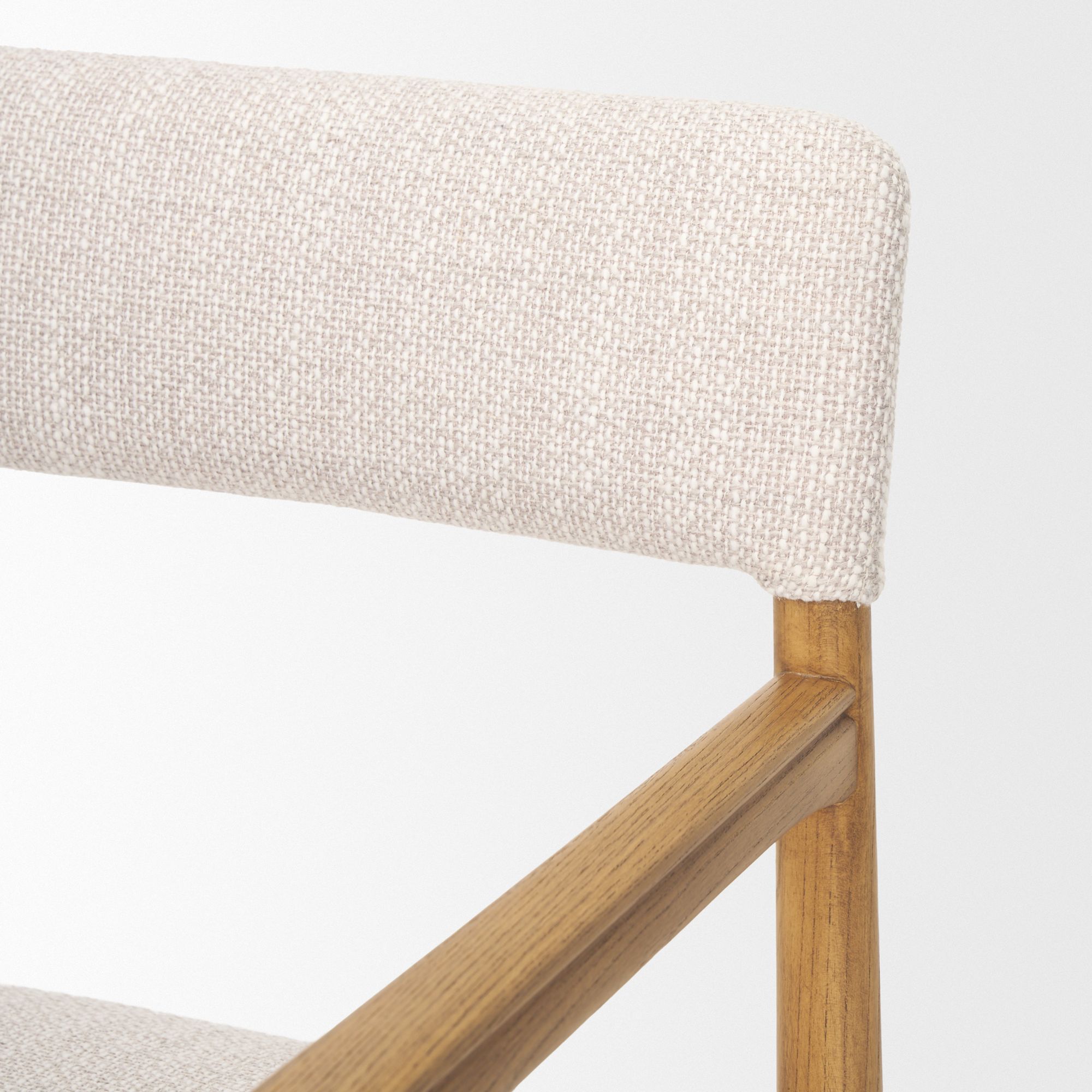 Mercana Toni Dining Chair with Cream Heathered Performance Fabric - Light Brown