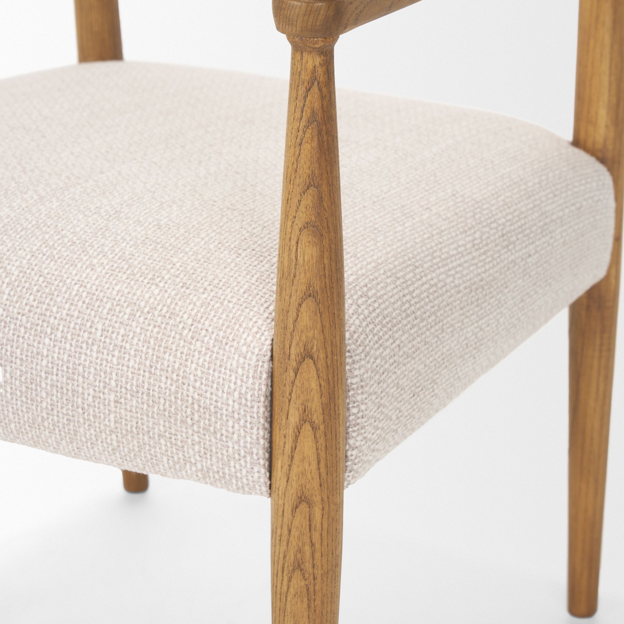 Mercana Toni Dining Chair with Cream Heathered Performance Fabric - Light Brown