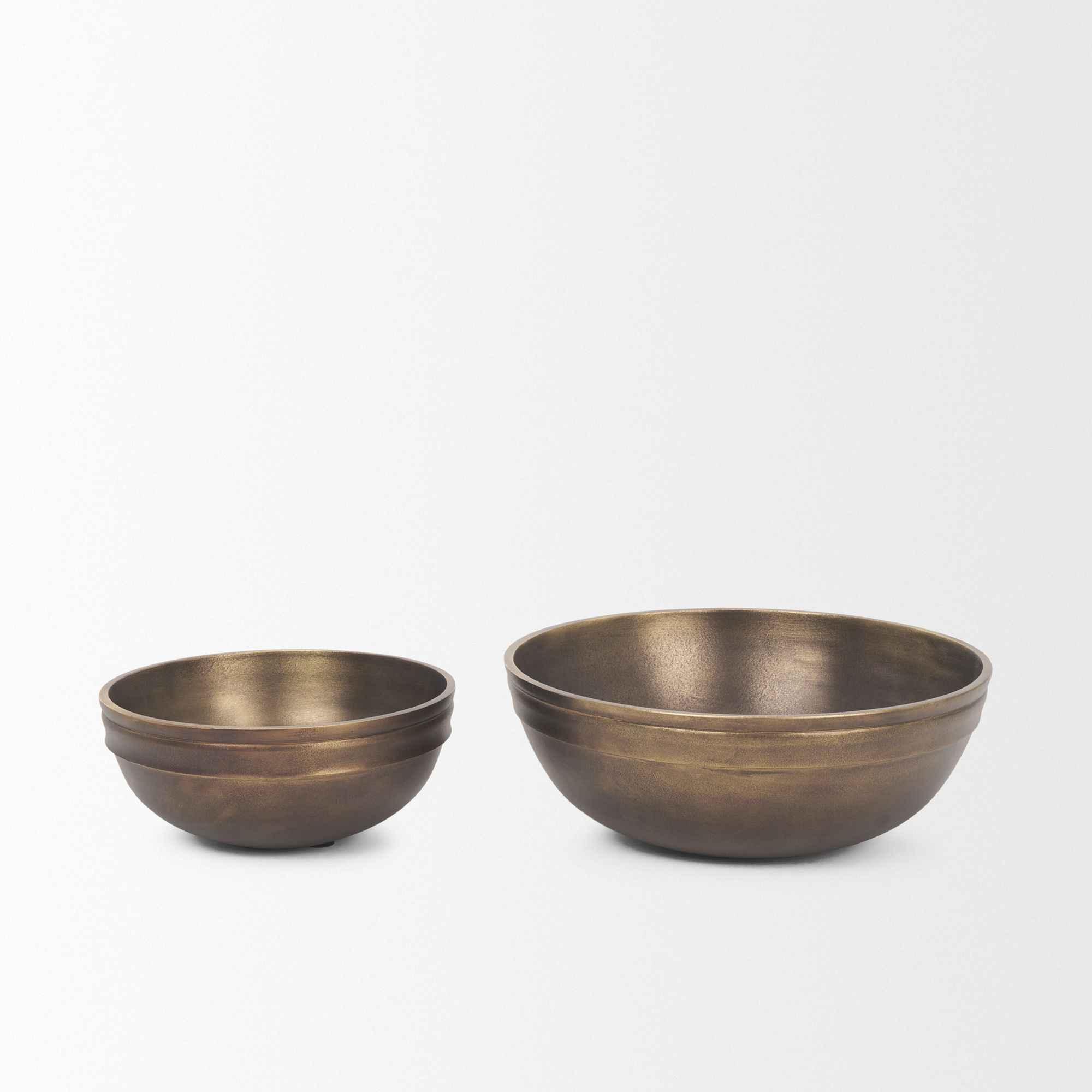 Mercana - Tomiko Decorative Brass Finished Cast Aluminum Round Bowls