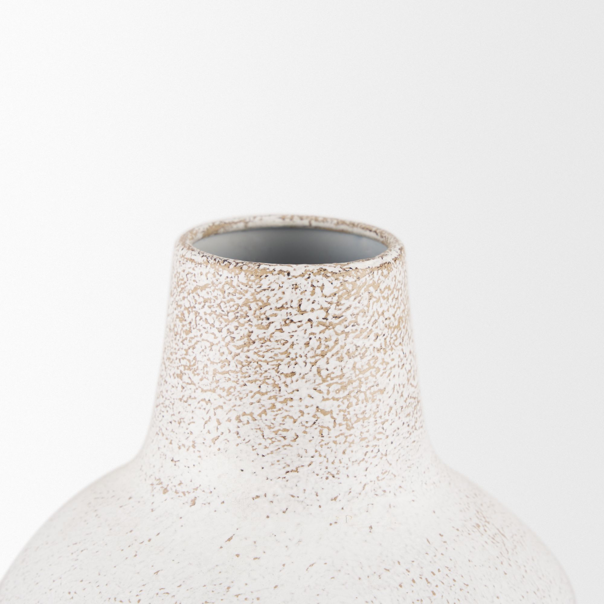 Mercana Tisha Large Distressing Metal Vase - White