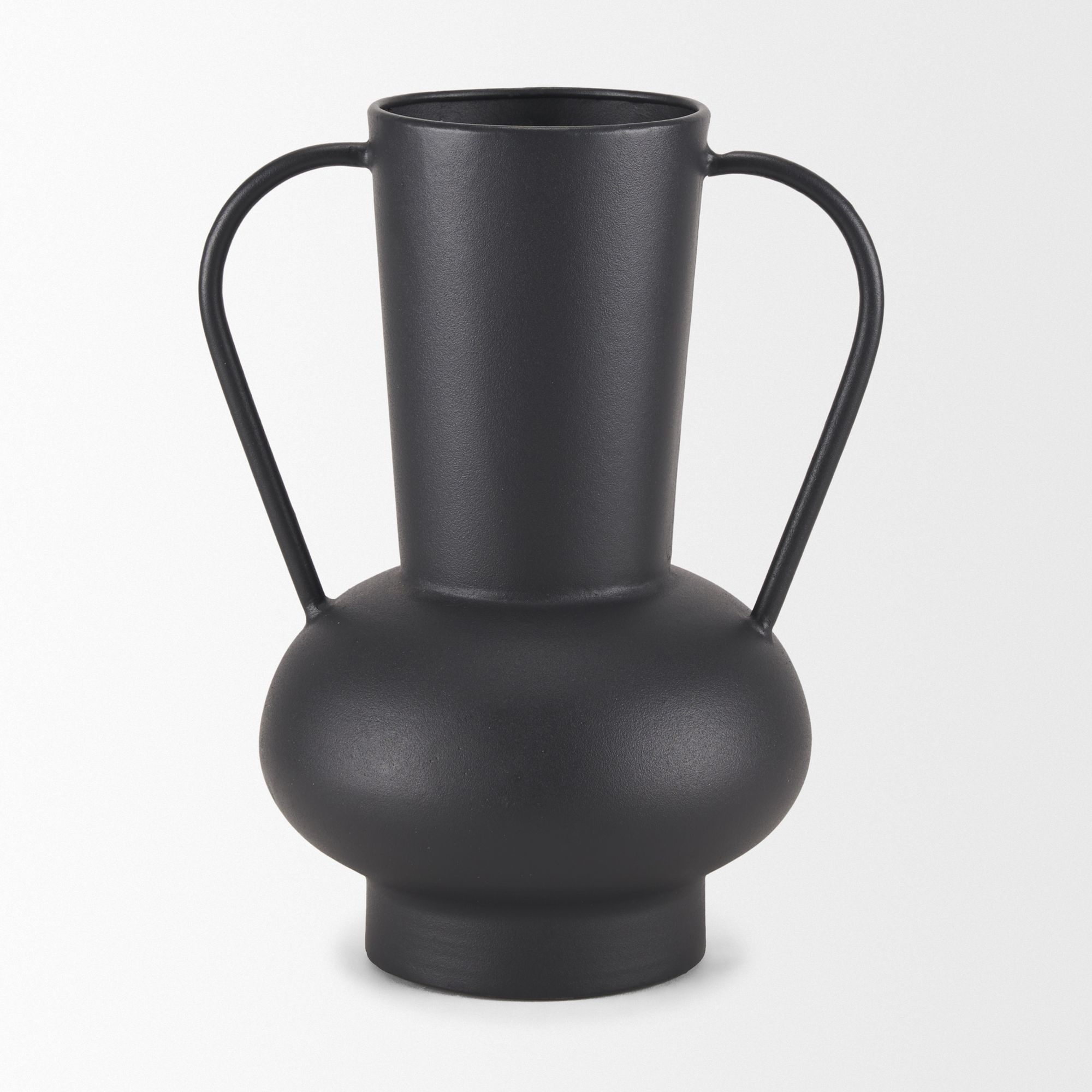 Mercana Tasya Large Metal Vase with Handles - Black