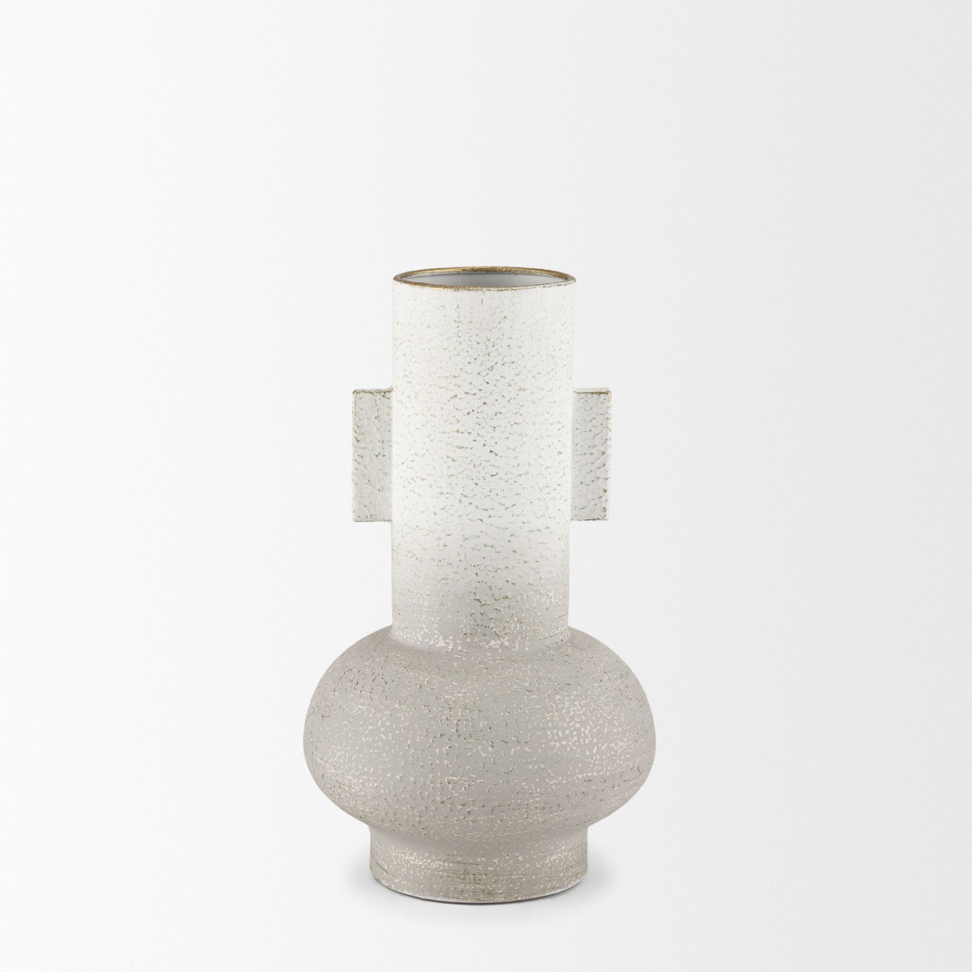 Mercana Torres Small Textured Metal Vase - White