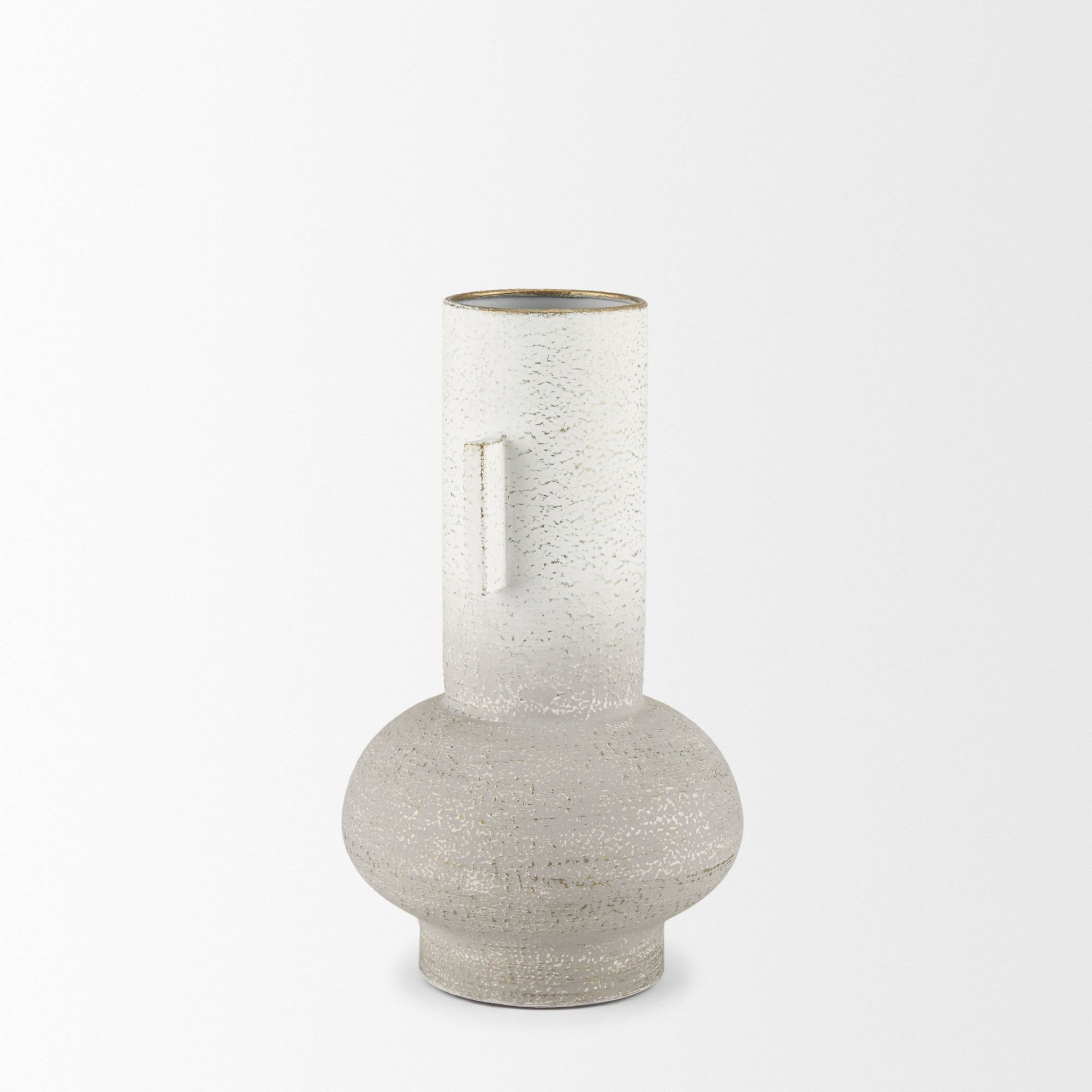 Mercana Torres Small Textured Metal Vase - White