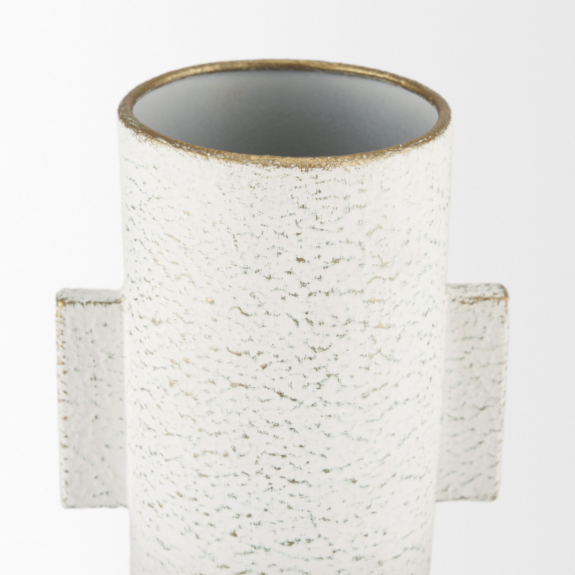 Mercana Torres Small Textured Metal Vase - White