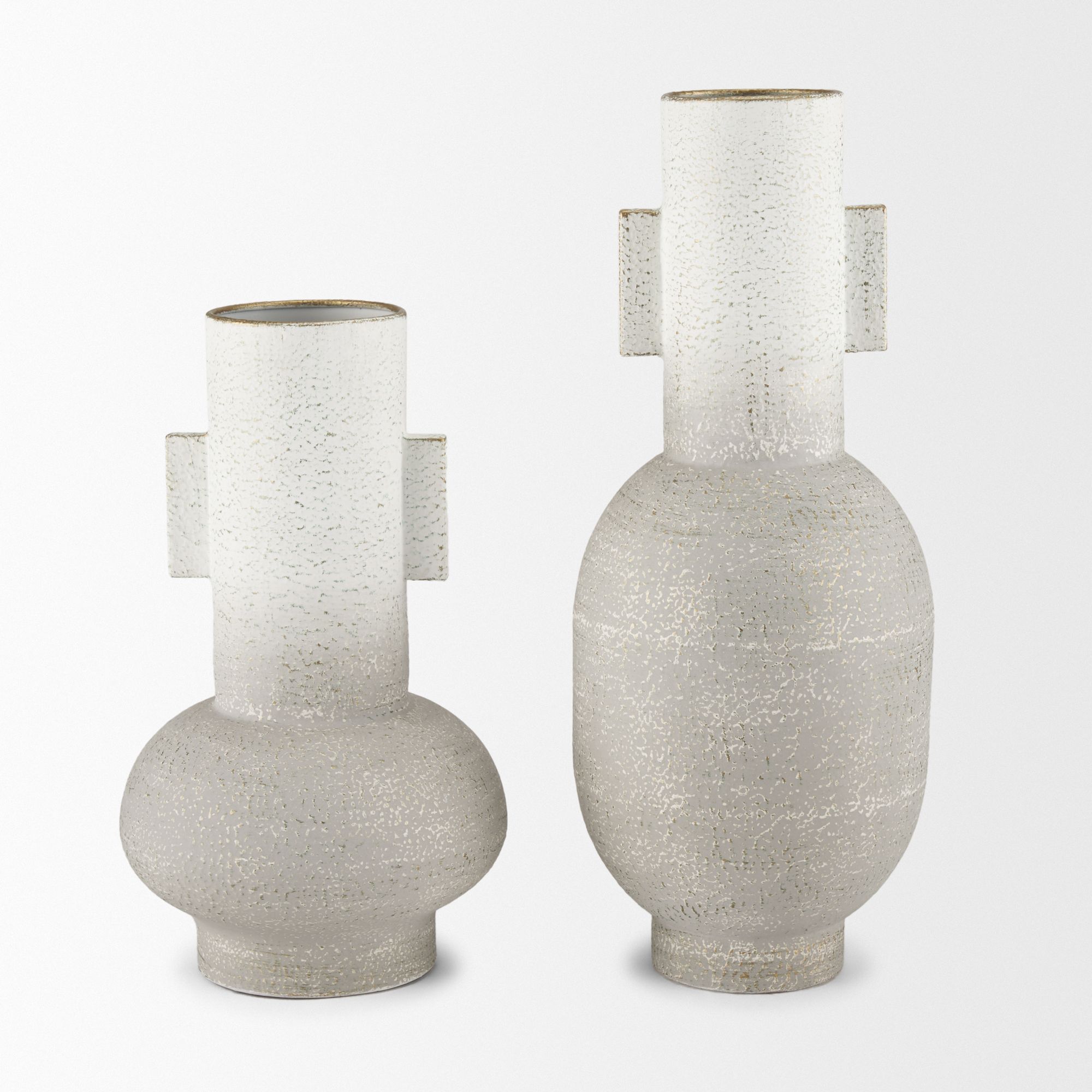 Mercana Torres Small Textured Metal Vase - White