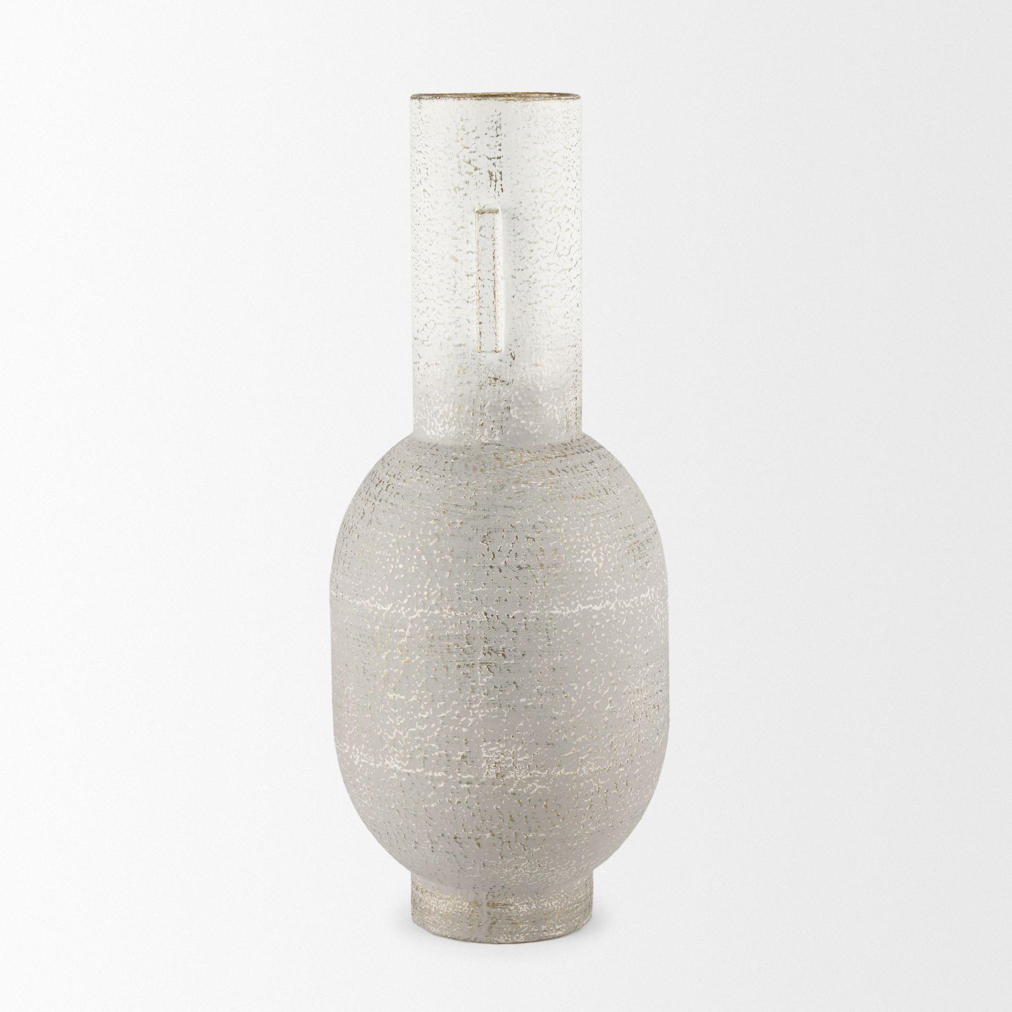 Mercana Torres Tall Textured Metal Vase - White