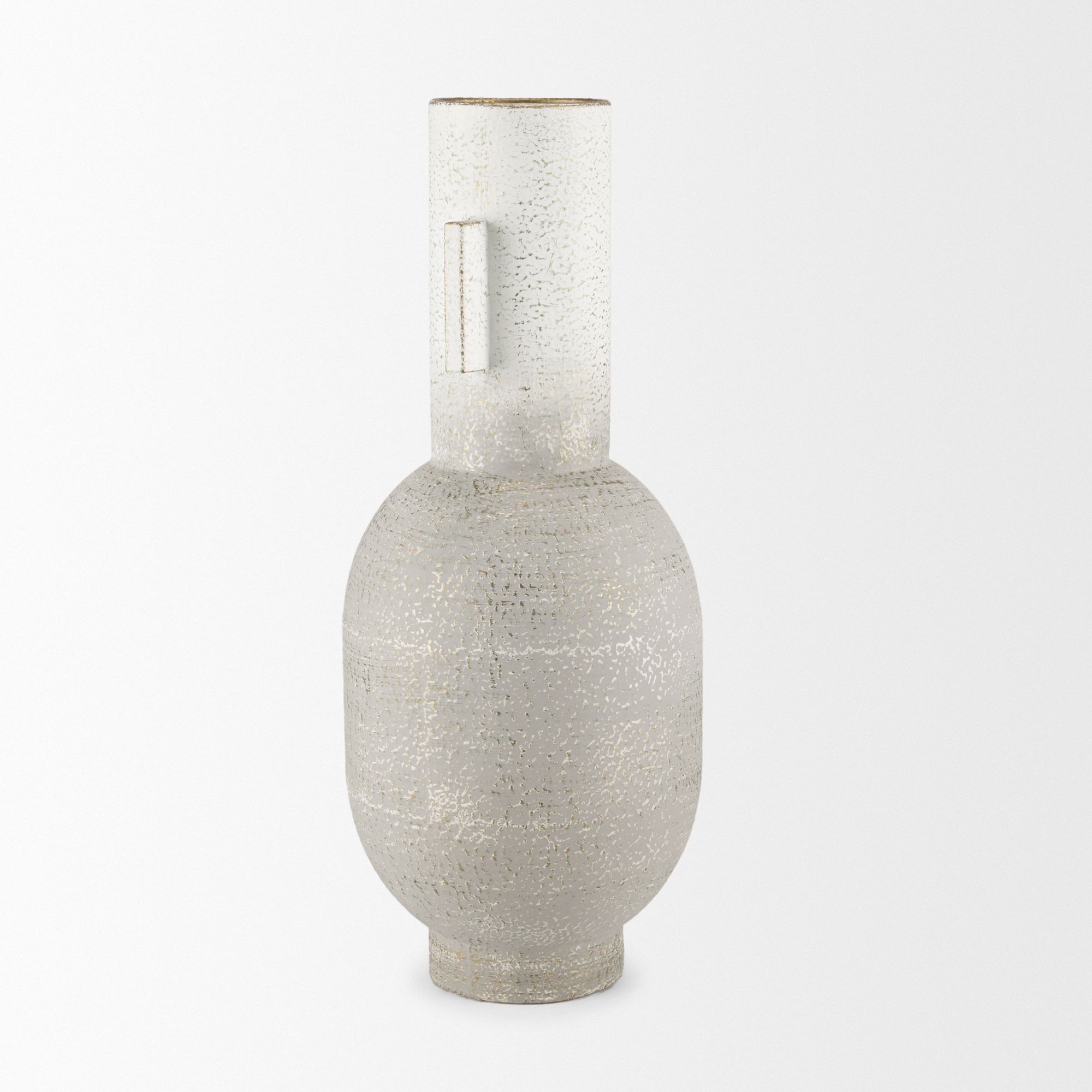 Mercana Torres Tall Textured Metal Vase - White