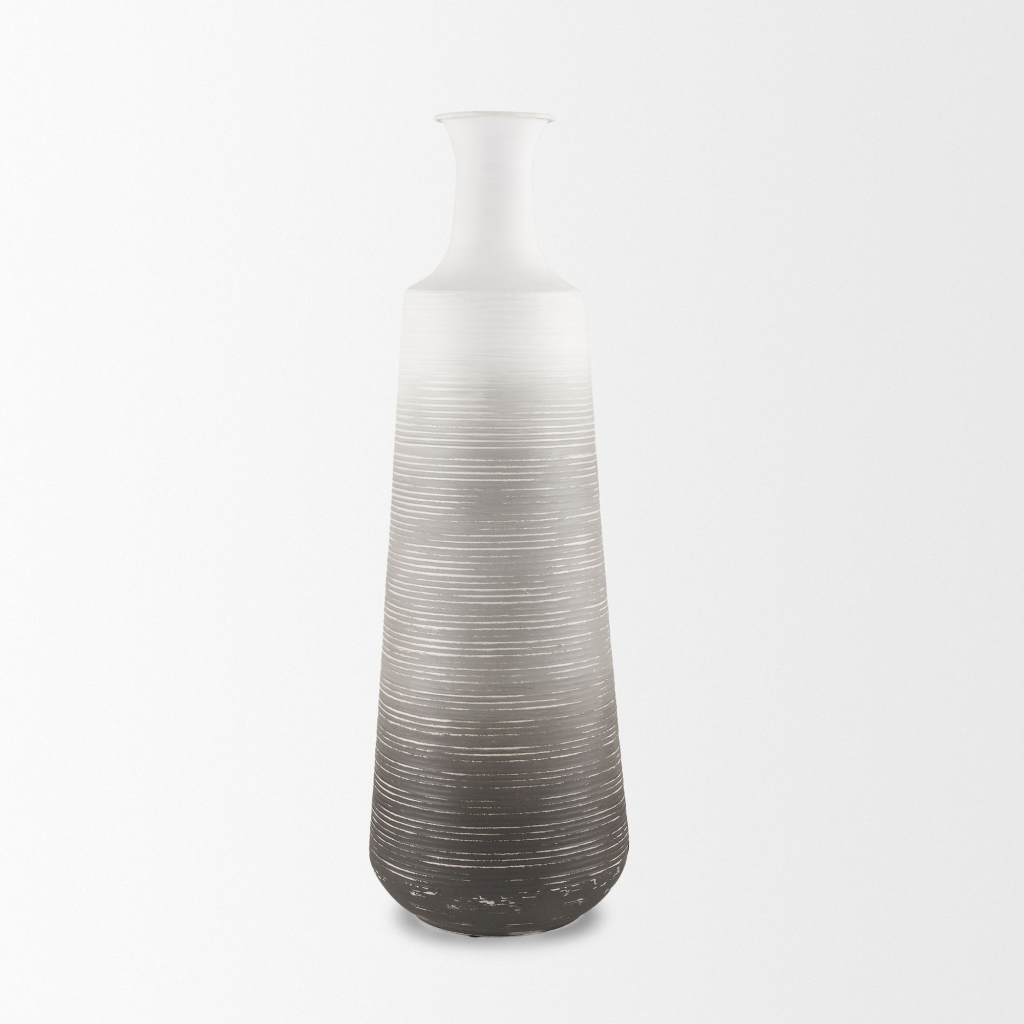 Mercana Toru Tall Ombre Metal Vase - White/Gray