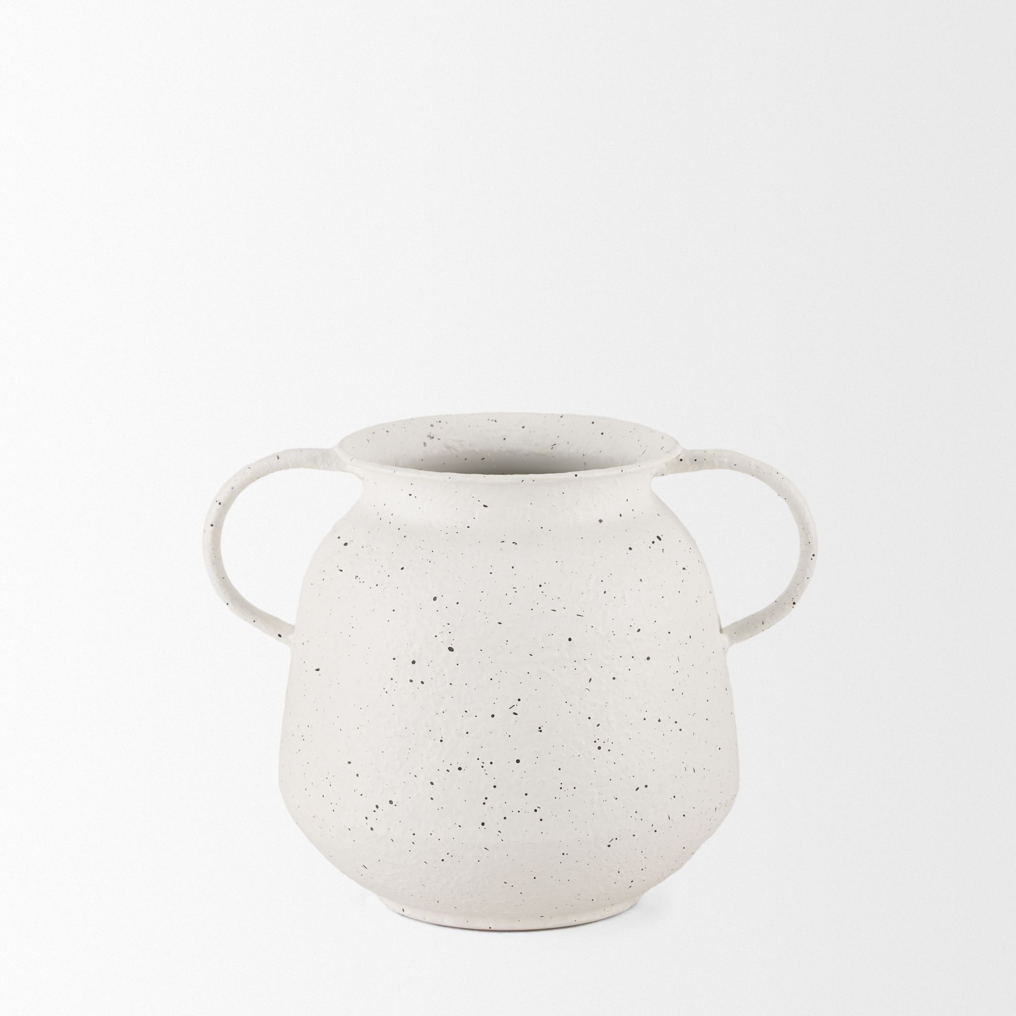 Mercana Treva Small Metal Vase with Black Speckles - White