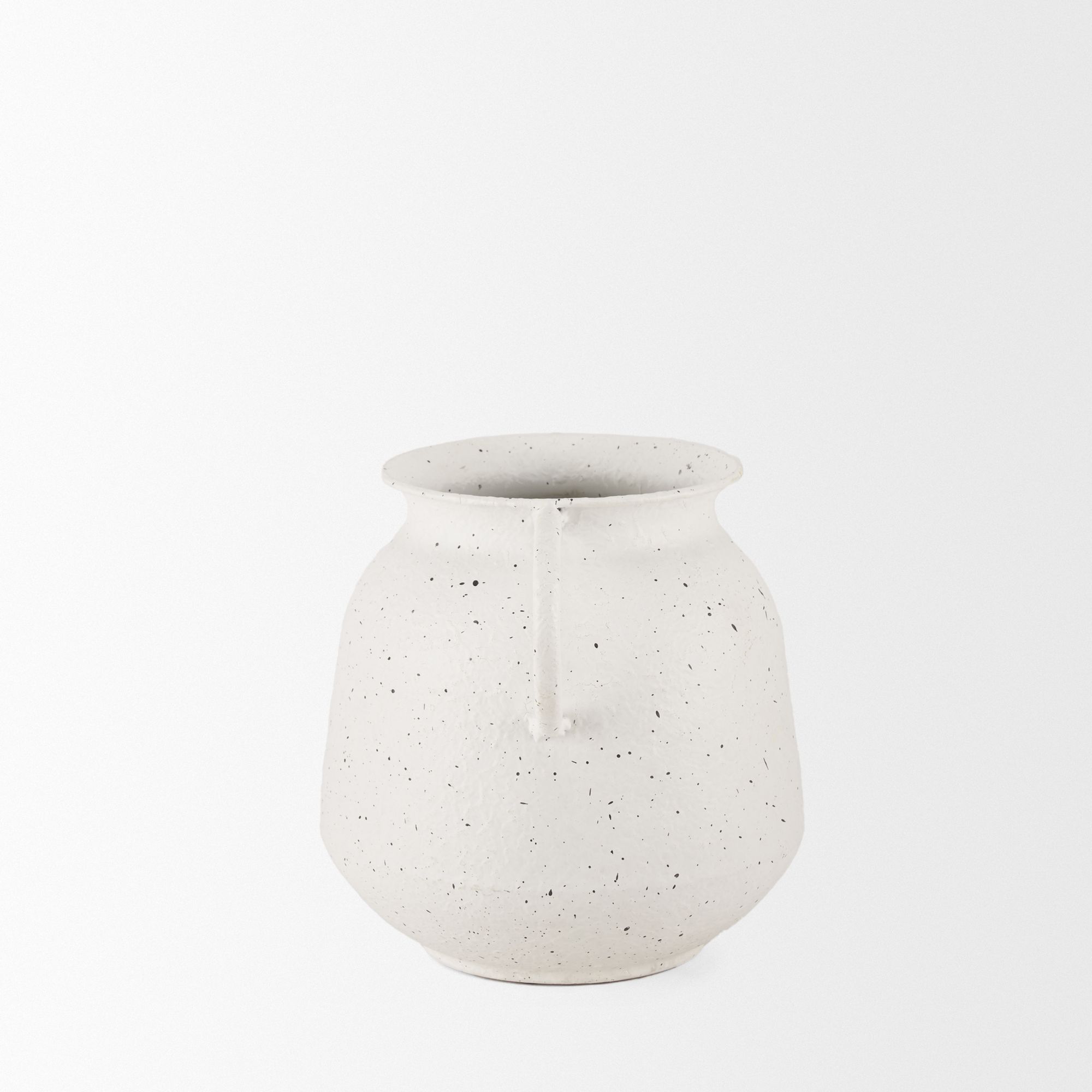 Mercana Treva Small Metal Vase with Black Speckles - White