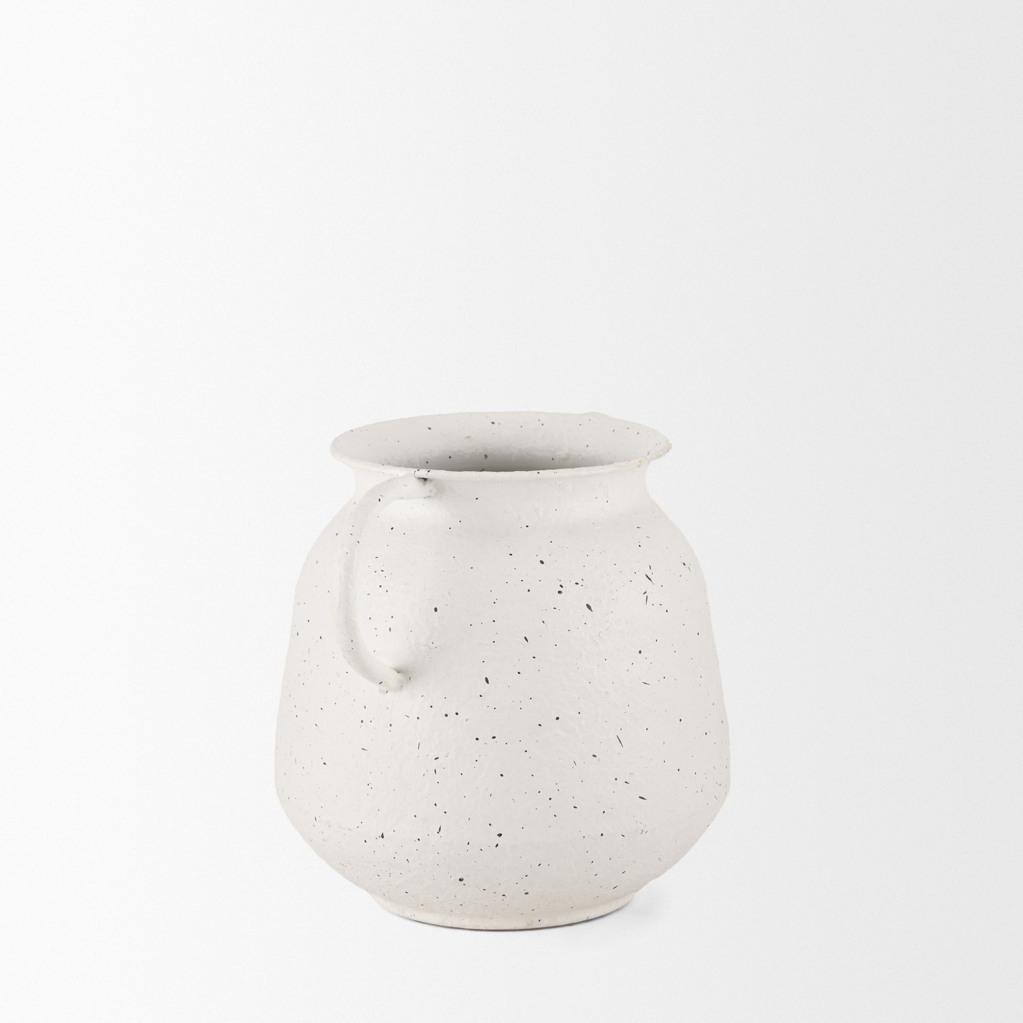 Mercana Treva Small Metal Vase with Black Speckles - White