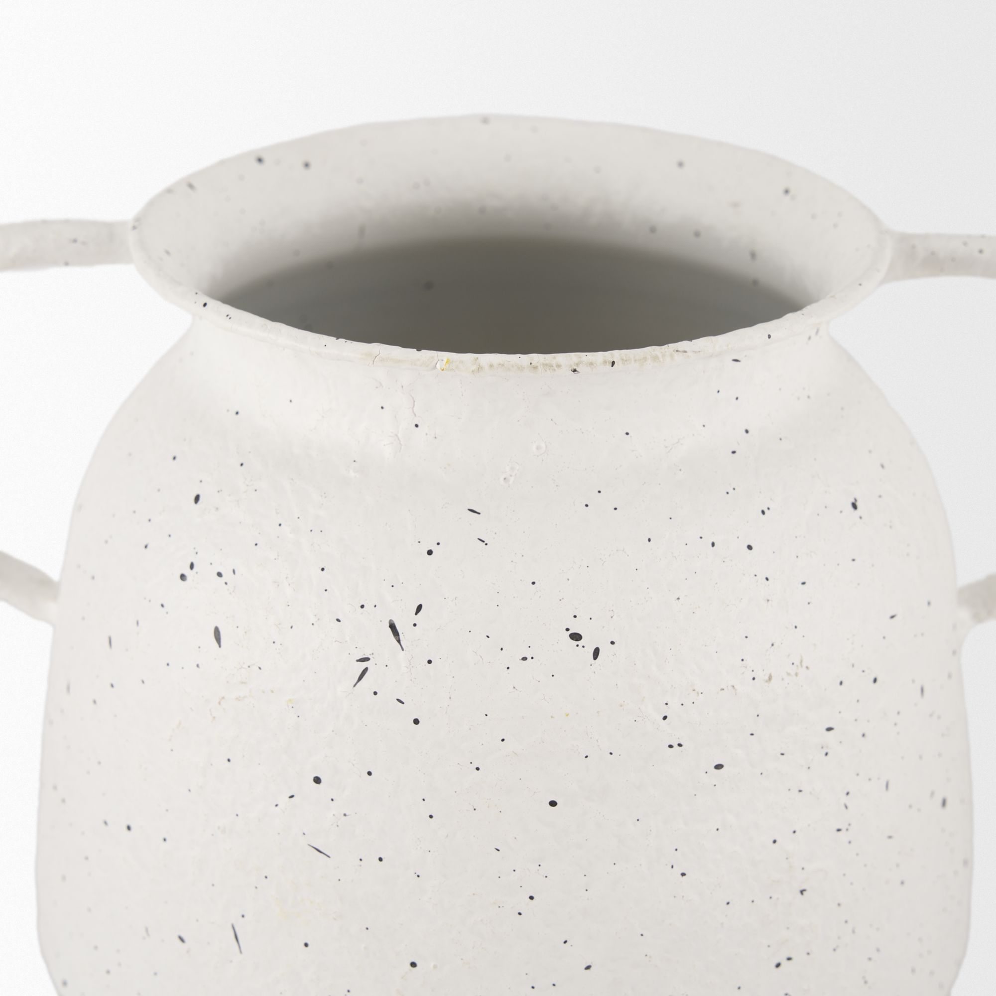 Mercana Treva Small Metal Vase with Black Speckles - White