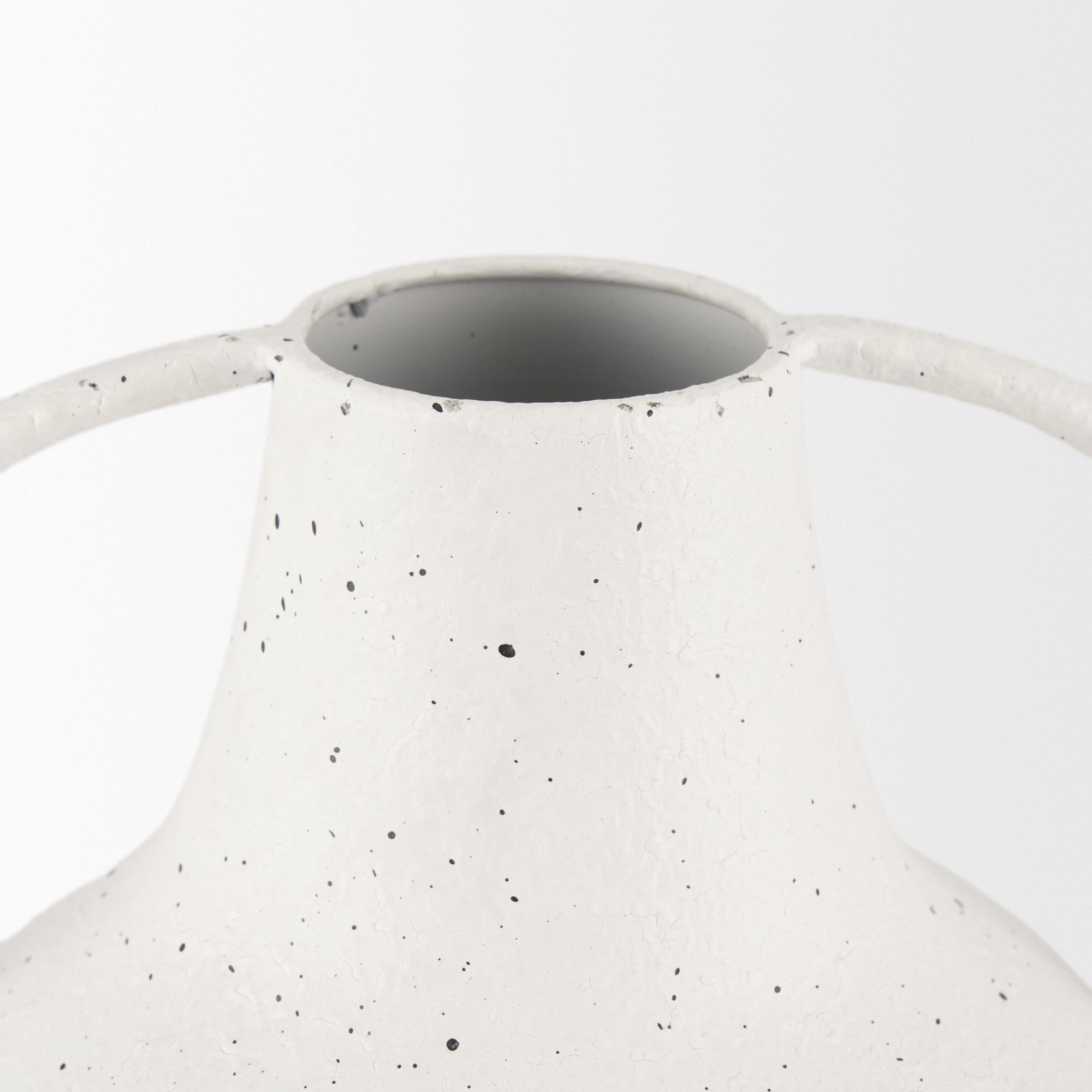 Mercana Treva Tall Metal Vase with Black Speckles - White