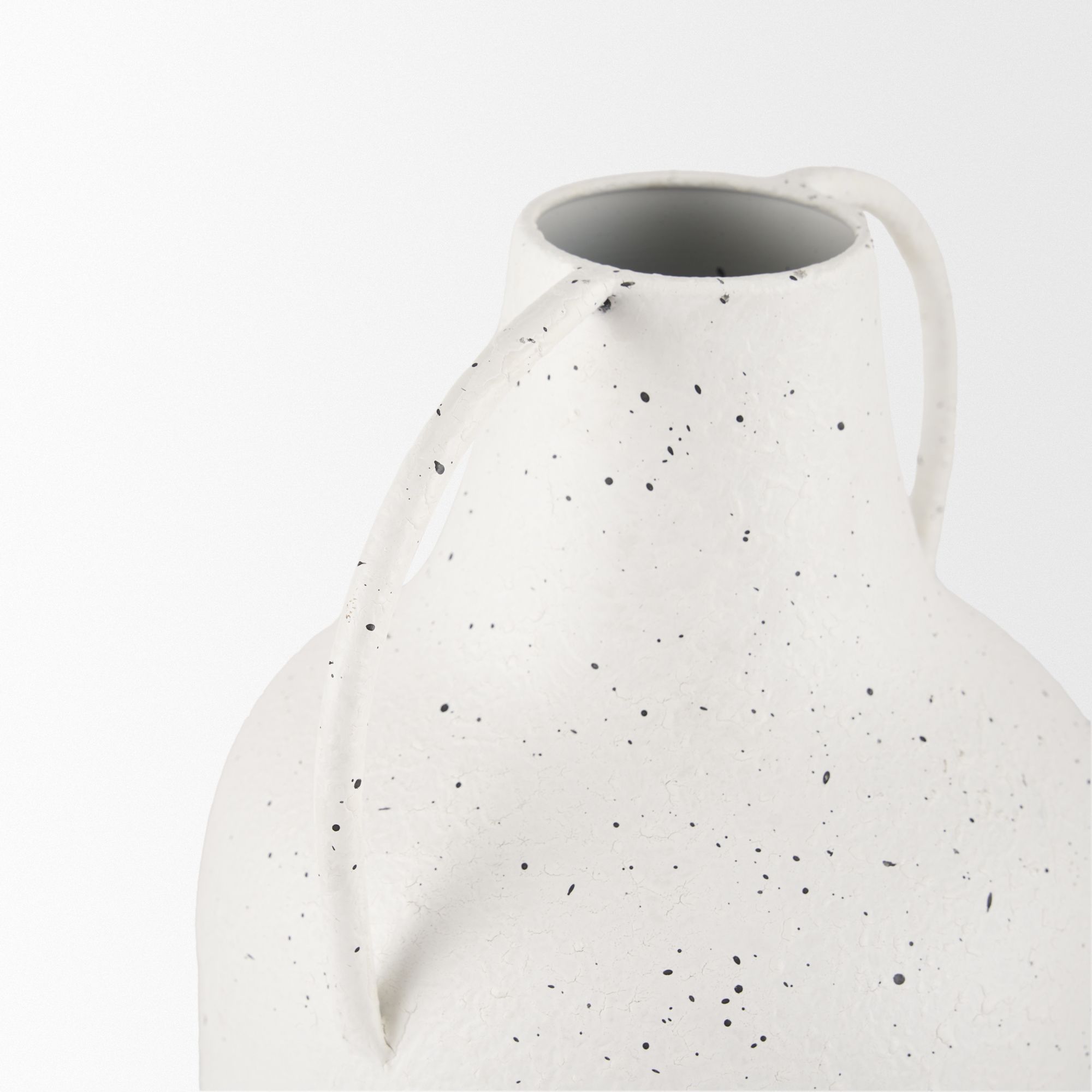 Mercana Treva Tall Metal Vase with Black Speckles - White