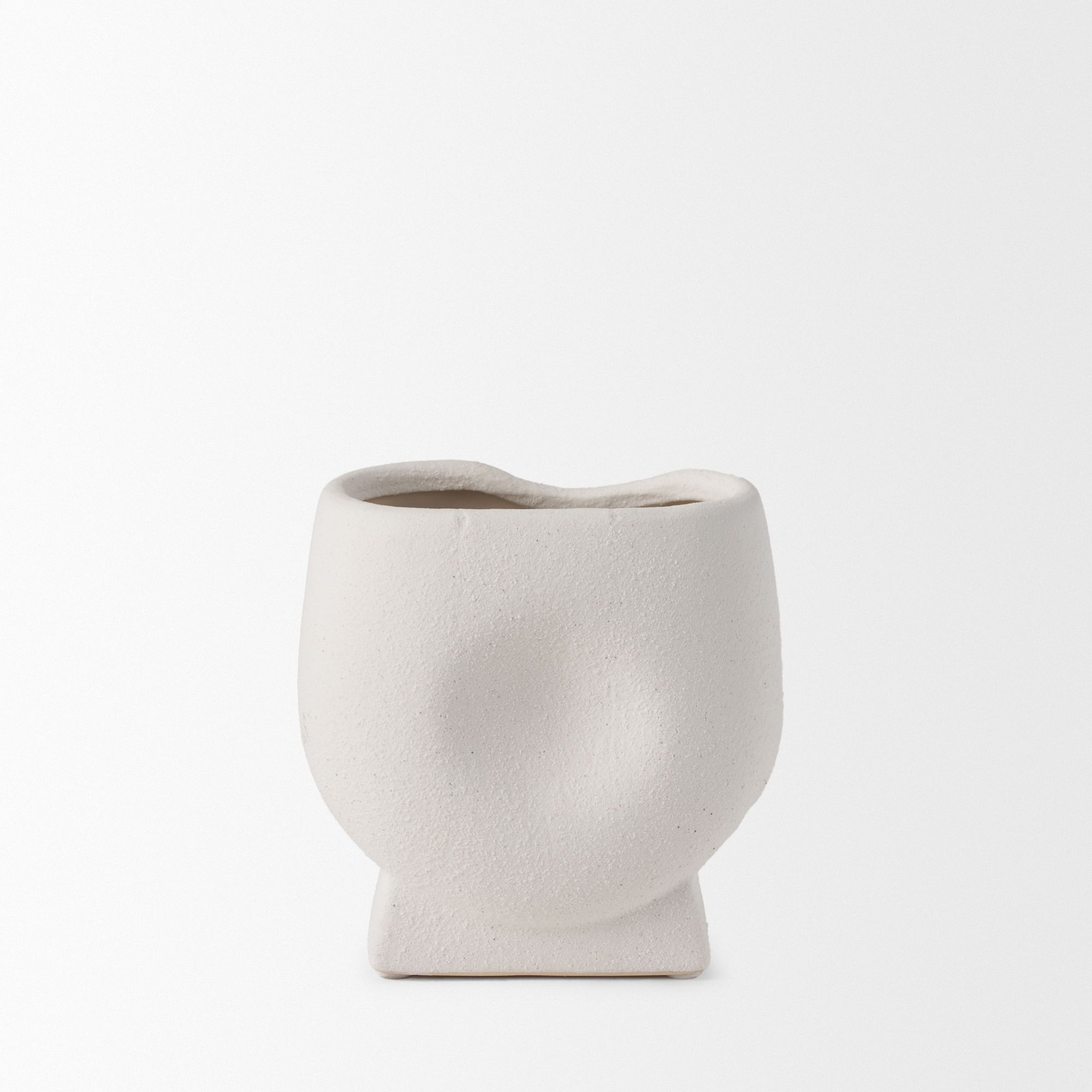 Mercana Darian Small Textured Ceramic Vase - White