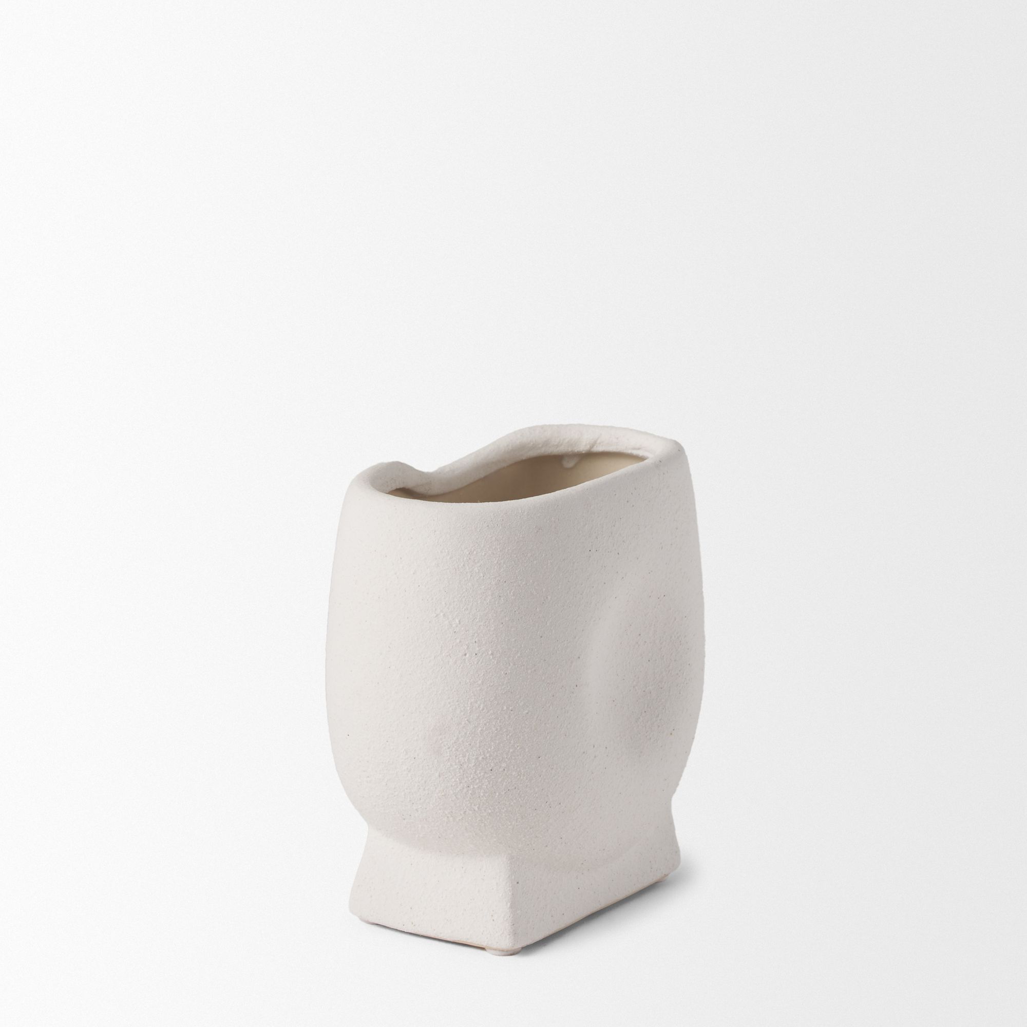 Mercana Darian Small Textured Ceramic Vase - White