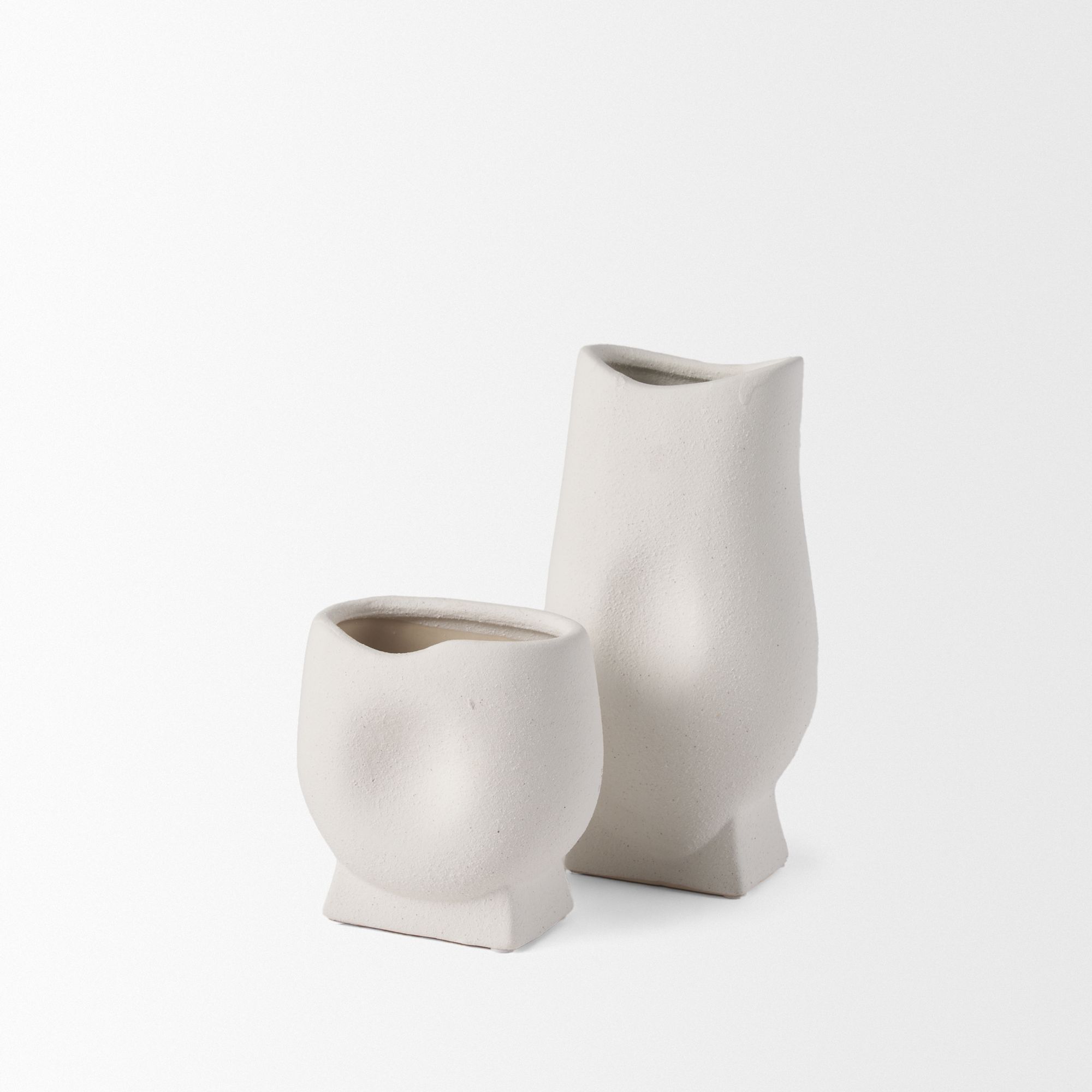 Mercana Darian Small Textured Ceramic Vase - White