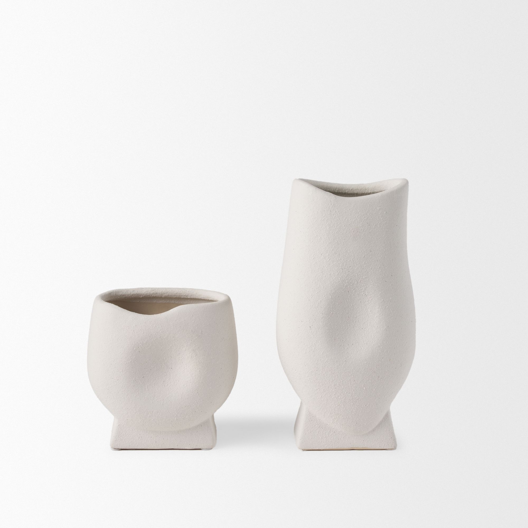 Mercana Darian Small Textured Ceramic Vase - White