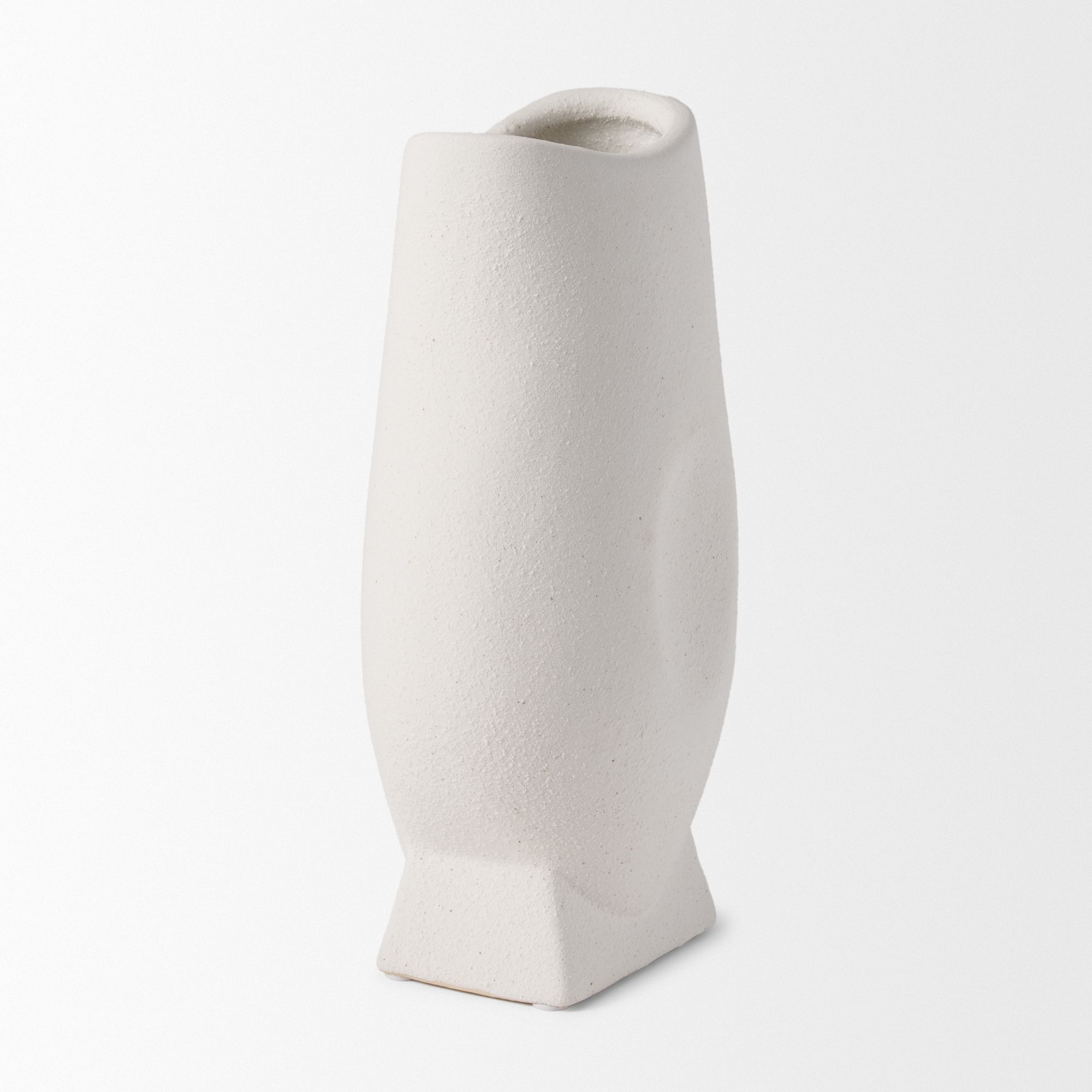 Mercana Darian Tall Textured Ceramic Vase - White